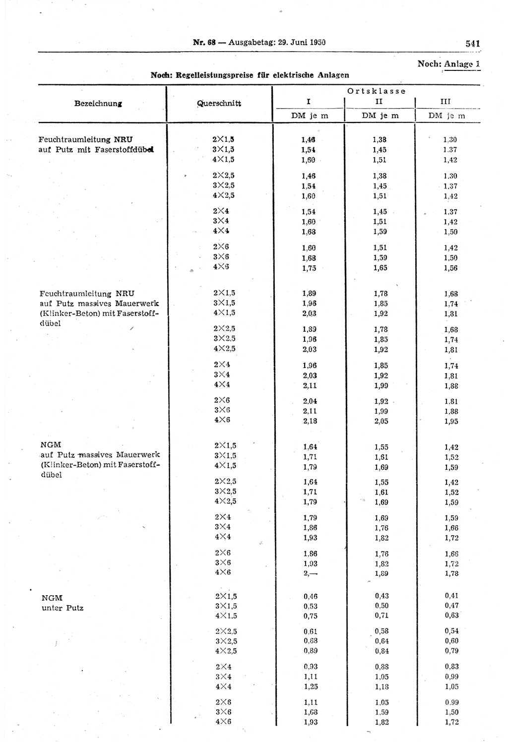 Gesetzblatt (GBl.) der Deutschen Demokratischen Republik (DDR) 1950, Seite 541 (GBl. DDR 1950, S. 541)