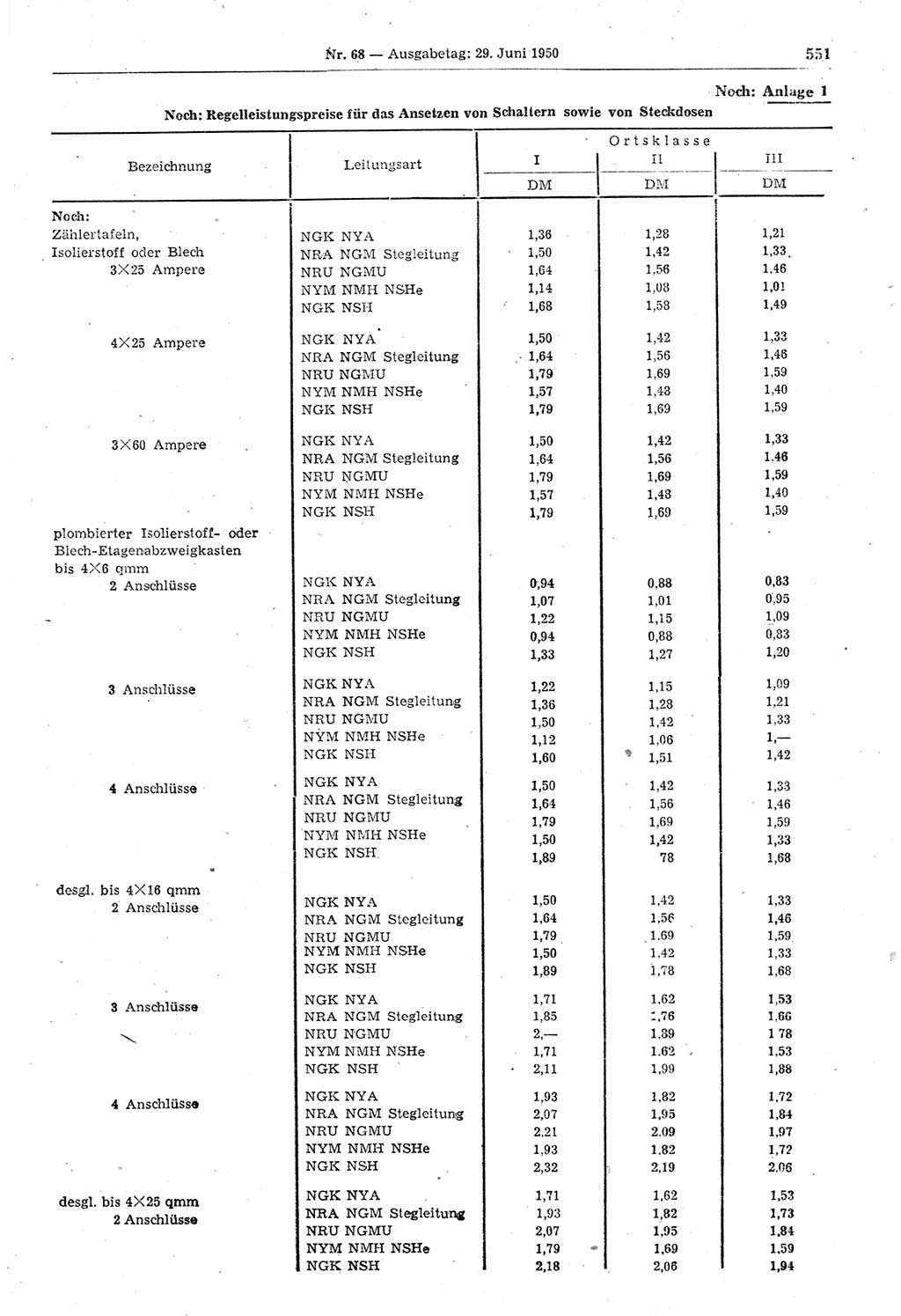 Gesetzblatt (GBl.) der Deutschen Demokratischen Republik (DDR) 1950, Seite 551 (GBl. DDR 1950, S. 551)