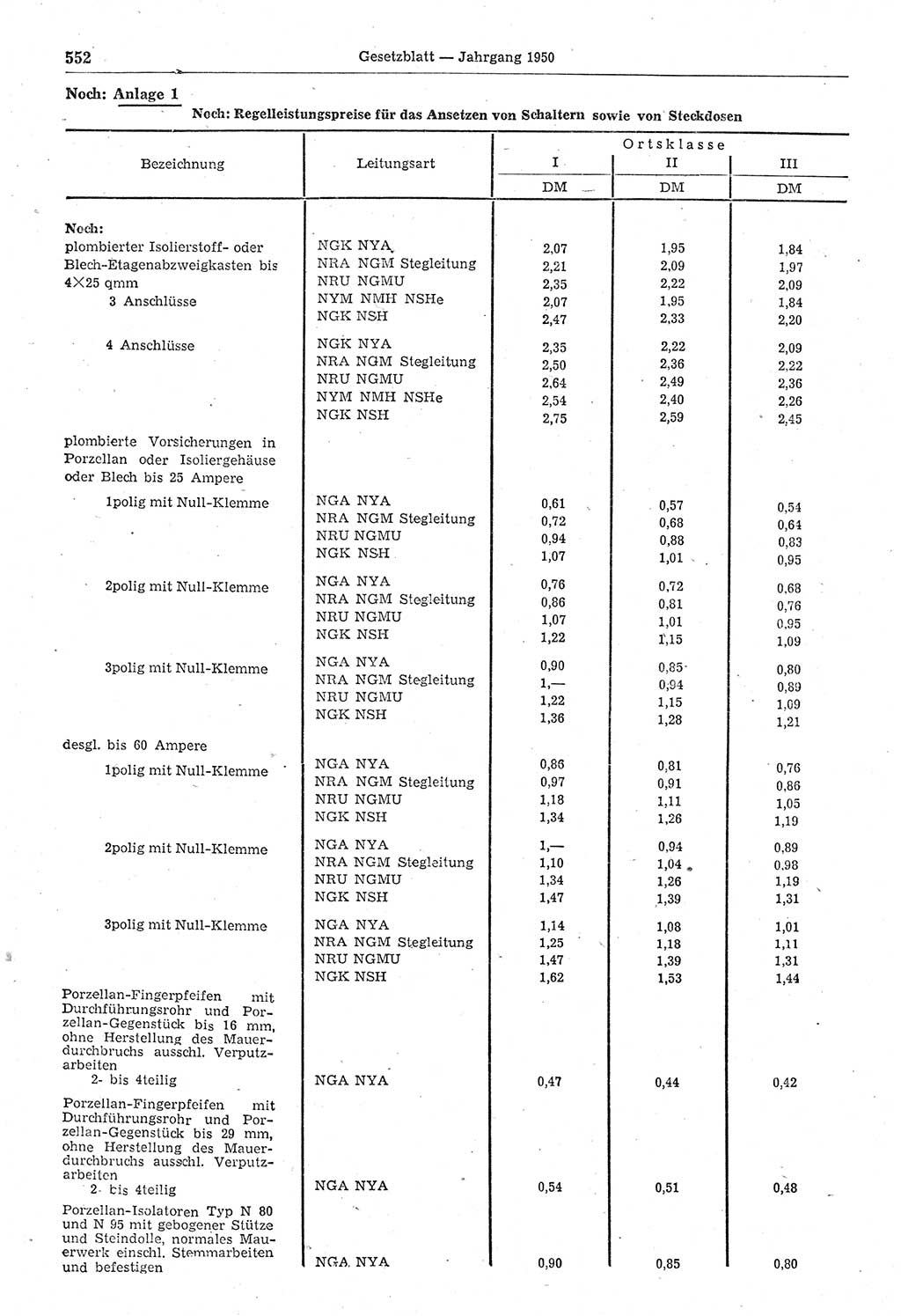 Gesetzblatt (GBl.) der Deutschen Demokratischen Republik (DDR) 1950, Seite 552 (GBl. DDR 1950, S. 552)