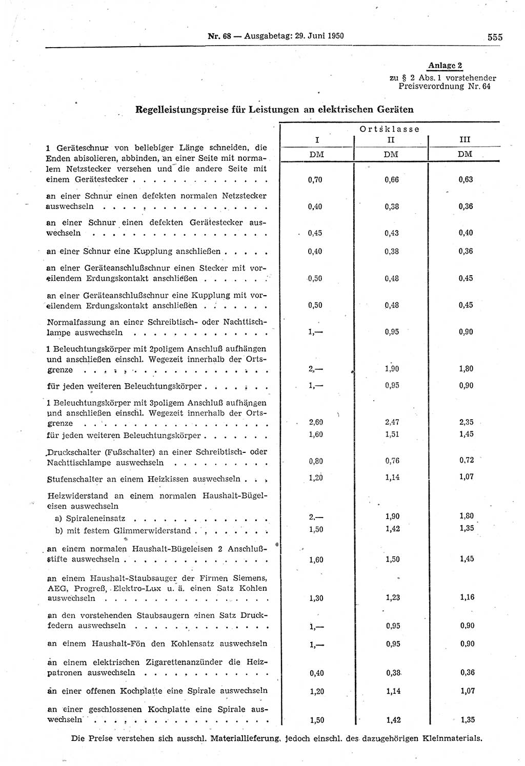 Gesetzblatt (GBl.) der Deutschen Demokratischen Republik (DDR) 1950, Seite 555 (GBl. DDR 1950, S. 555)