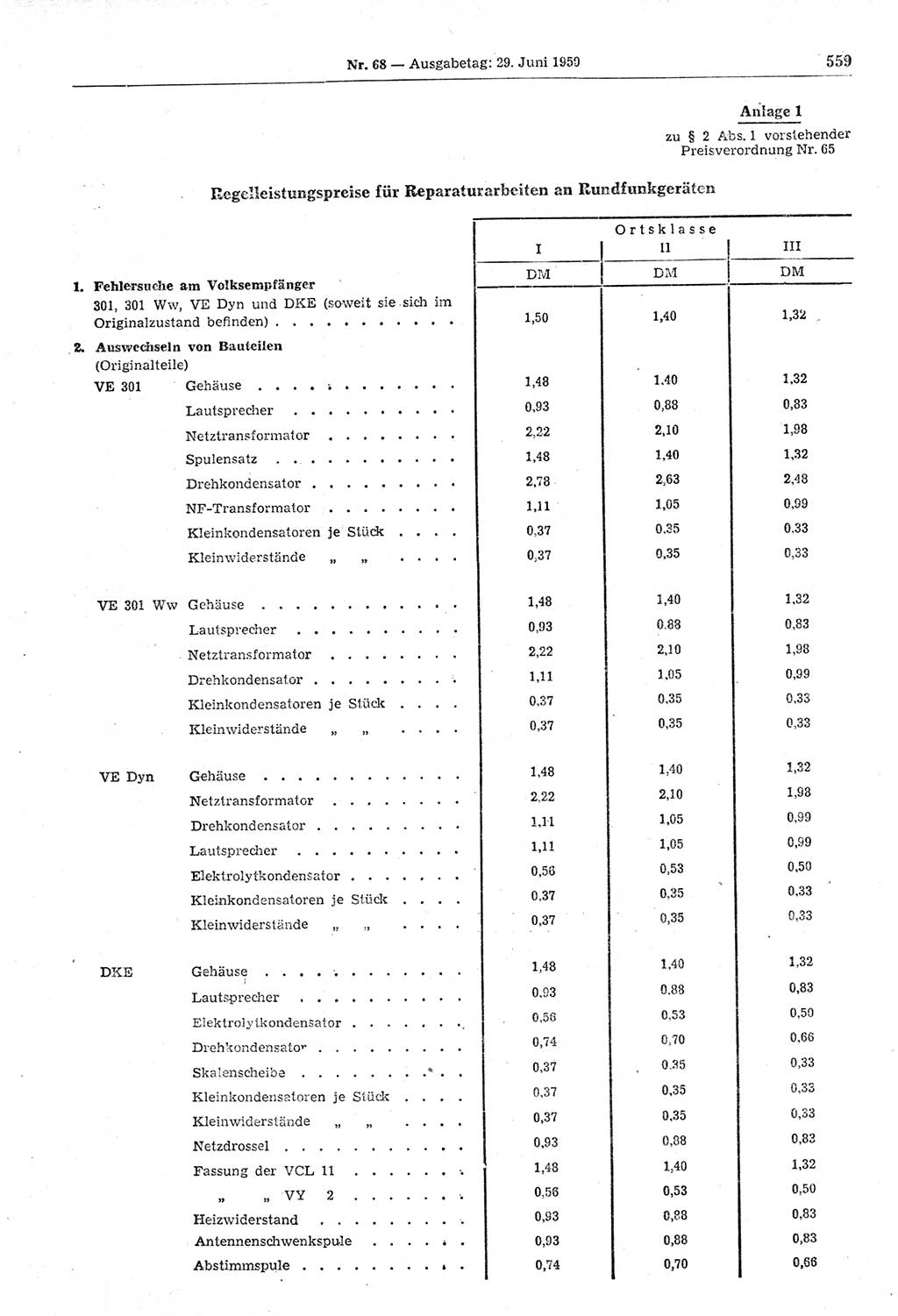 Gesetzblatt (GBl.) der Deutschen Demokratischen Republik (DDR) 1950, Seite 559 (GBl. DDR 1950, S. 559)