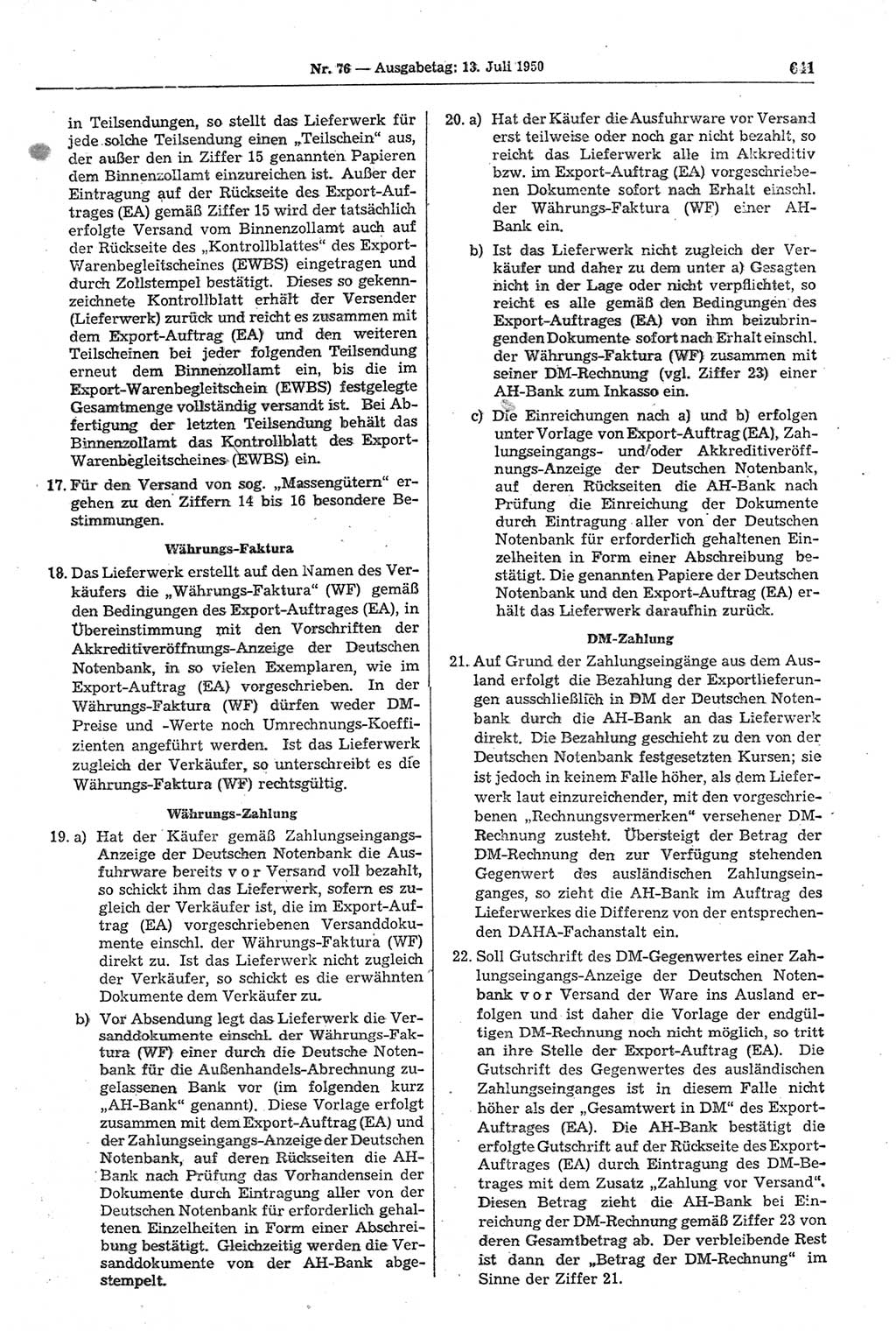 Gesetzblatt (GBl.) der Deutschen Demokratischen Republik (DDR) 1950, Seite 641 (GBl. DDR 1950, S. 641)