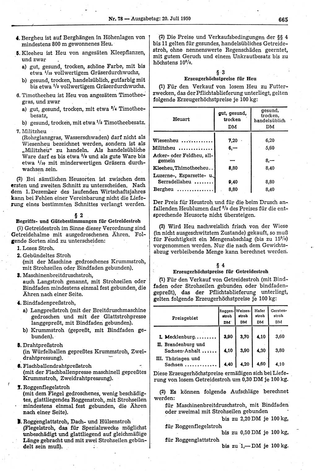 Gesetzblatt (GBl.) der Deutschen Demokratischen Republik (DDR) 1950, Seite 665 (GBl. DDR 1950, S. 665)