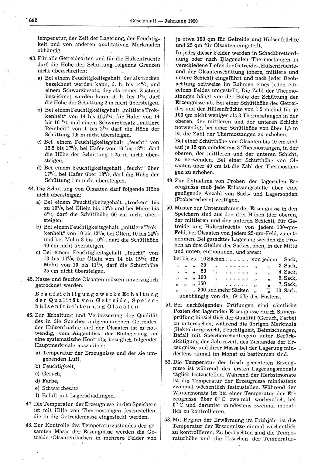 Gesetzblatt (GBl.) der Deutschen Demokratischen Republik (DDR) 1950, Seite 692 (GBl. DDR 1950, S. 692)