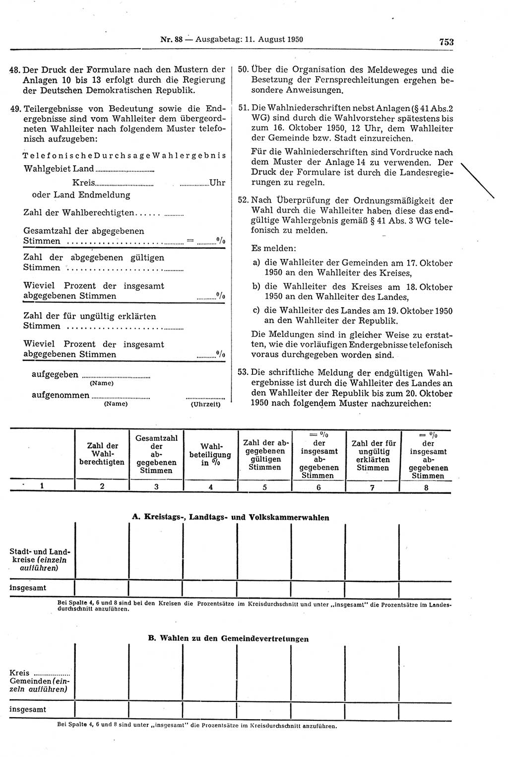 Gesetzblatt (GBl.) der Deutschen Demokratischen Republik (DDR) 1950, Seite 753 (GBl. DDR 1950, S. 753)
