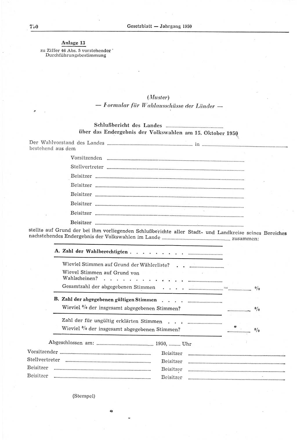 Gesetzblatt (GBl.) der Deutschen Demokratischen Republik (DDR) 1950, Seite 770 (GBl. DDR 1950, S. 770)