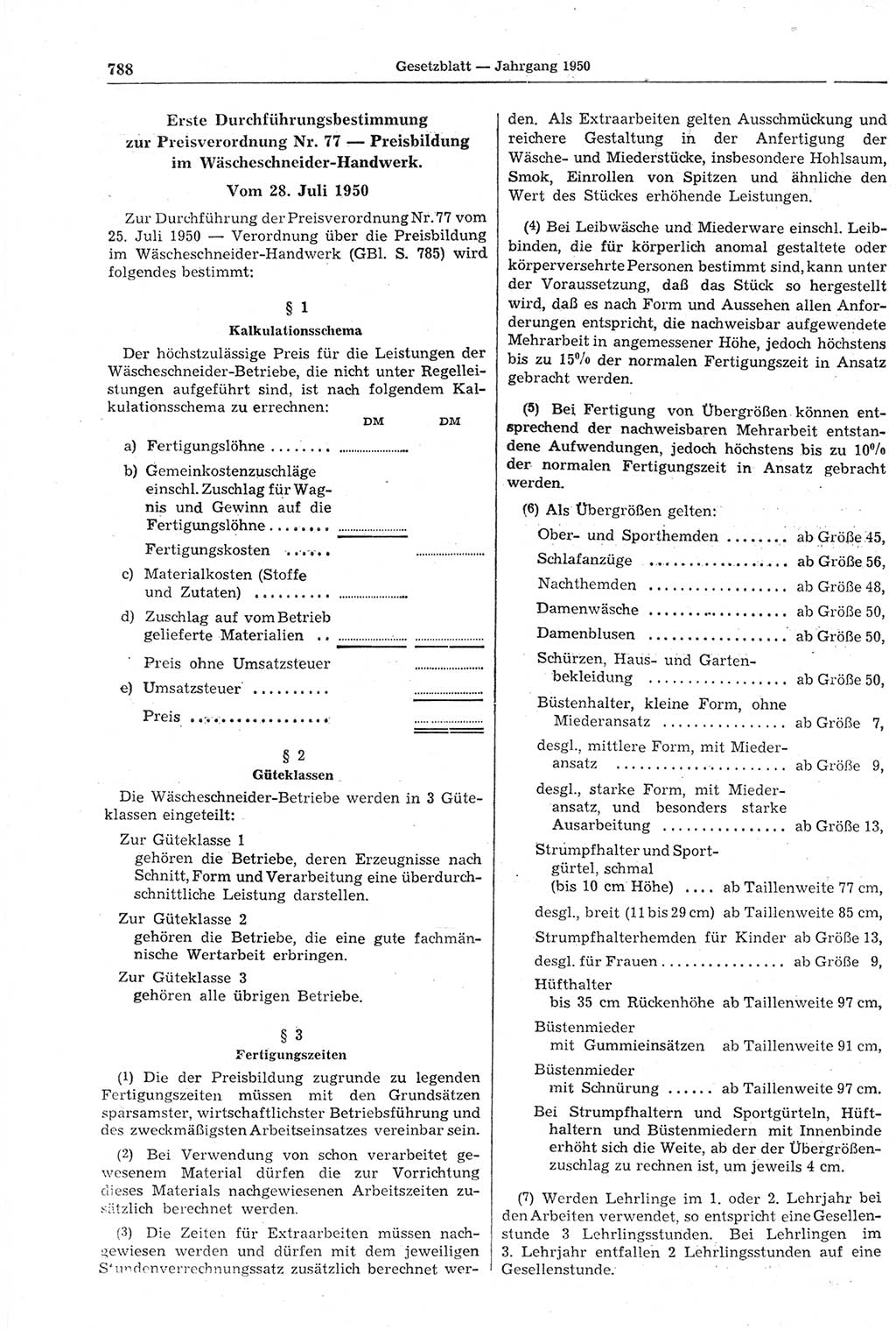 Gesetzblatt (GBl.) der Deutschen Demokratischen Republik (DDR) 1950, Seite 788 (GBl. DDR 1950, S. 788)