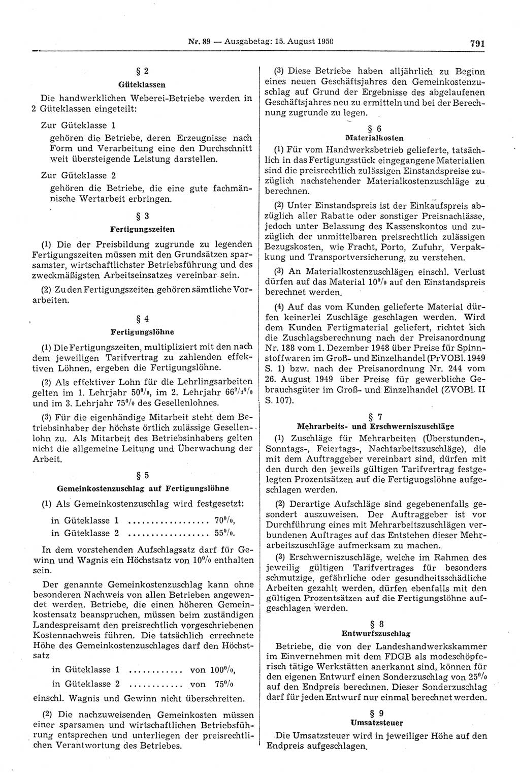 Gesetzblatt (GBl.) der Deutschen Demokratischen Republik (DDR) 1950, Seite 791 (GBl. DDR 1950, S. 791)
