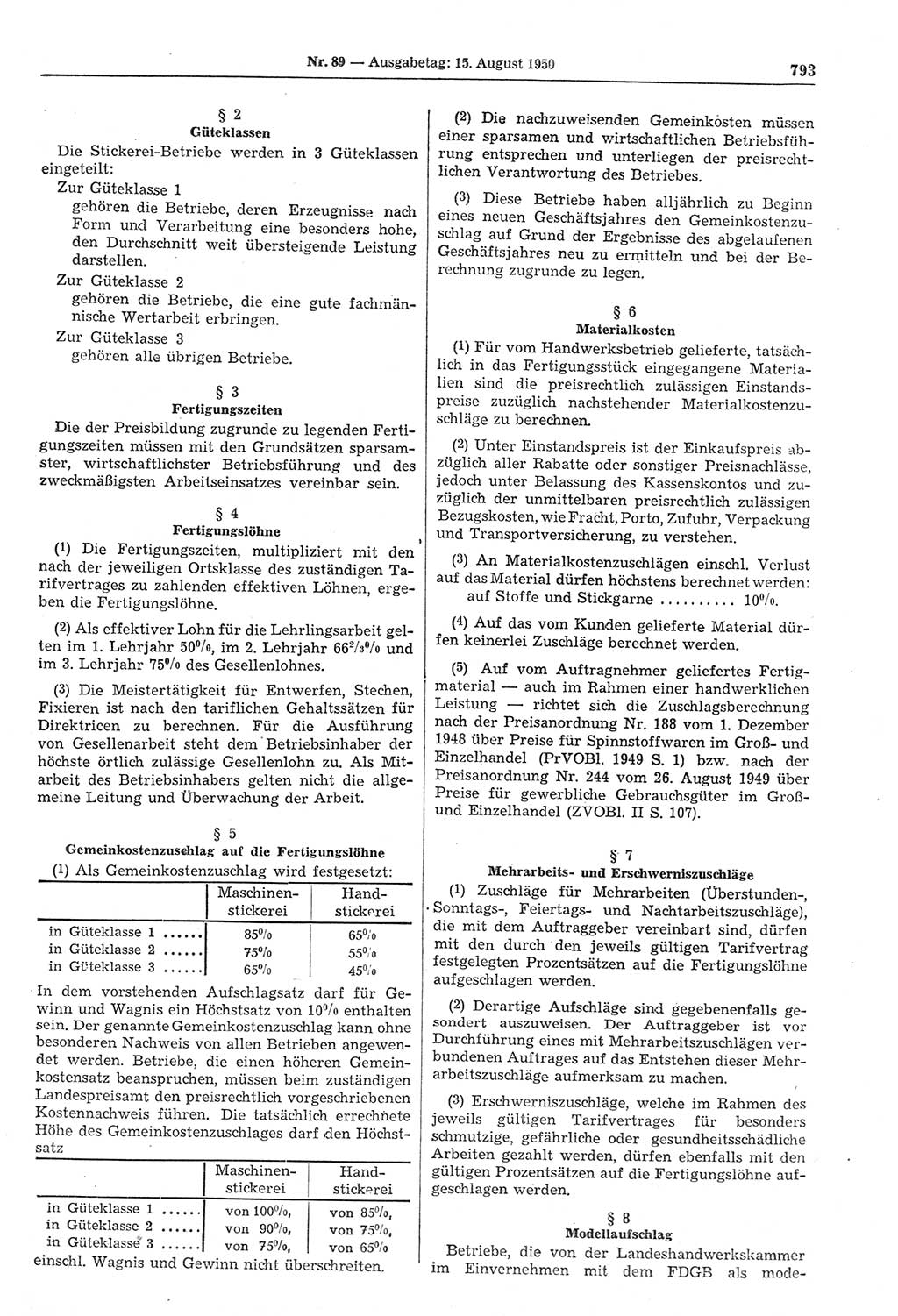 Gesetzblatt (GBl.) der Deutschen Demokratischen Republik (DDR) 1950, Seite 793 (GBl. DDR 1950, S. 793)