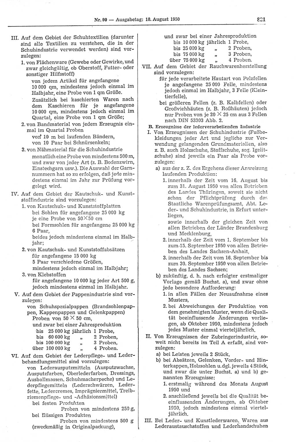 Gesetzblatt (GBl.) der Deutschen Demokratischen Republik (DDR) 1950, Seite 821 (GBl. DDR 1950, S. 821)
