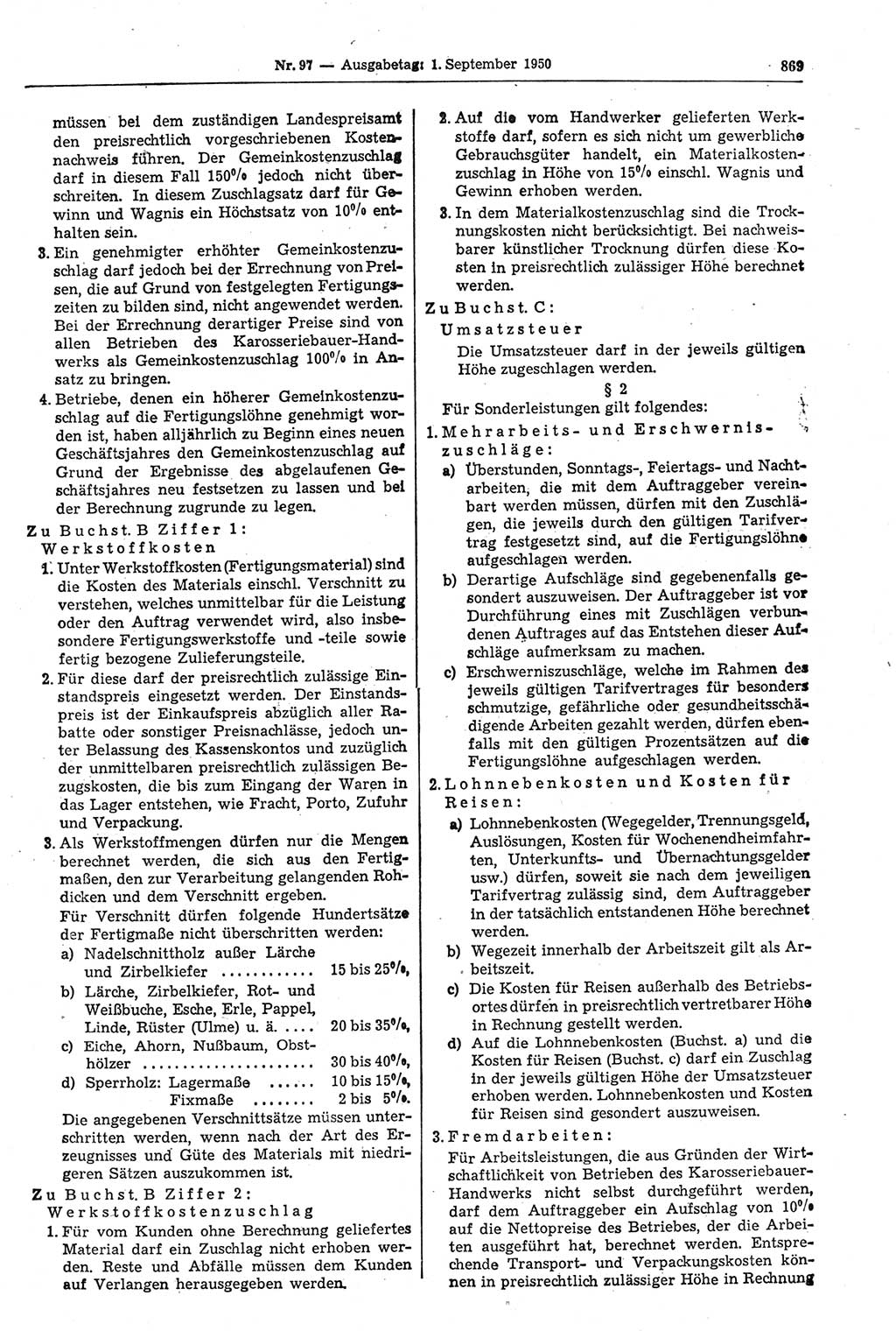 Gesetzblatt (GBl.) der Deutschen Demokratischen Republik (DDR) 1950, Seite 869 (GBl. DDR 1950, S. 869)