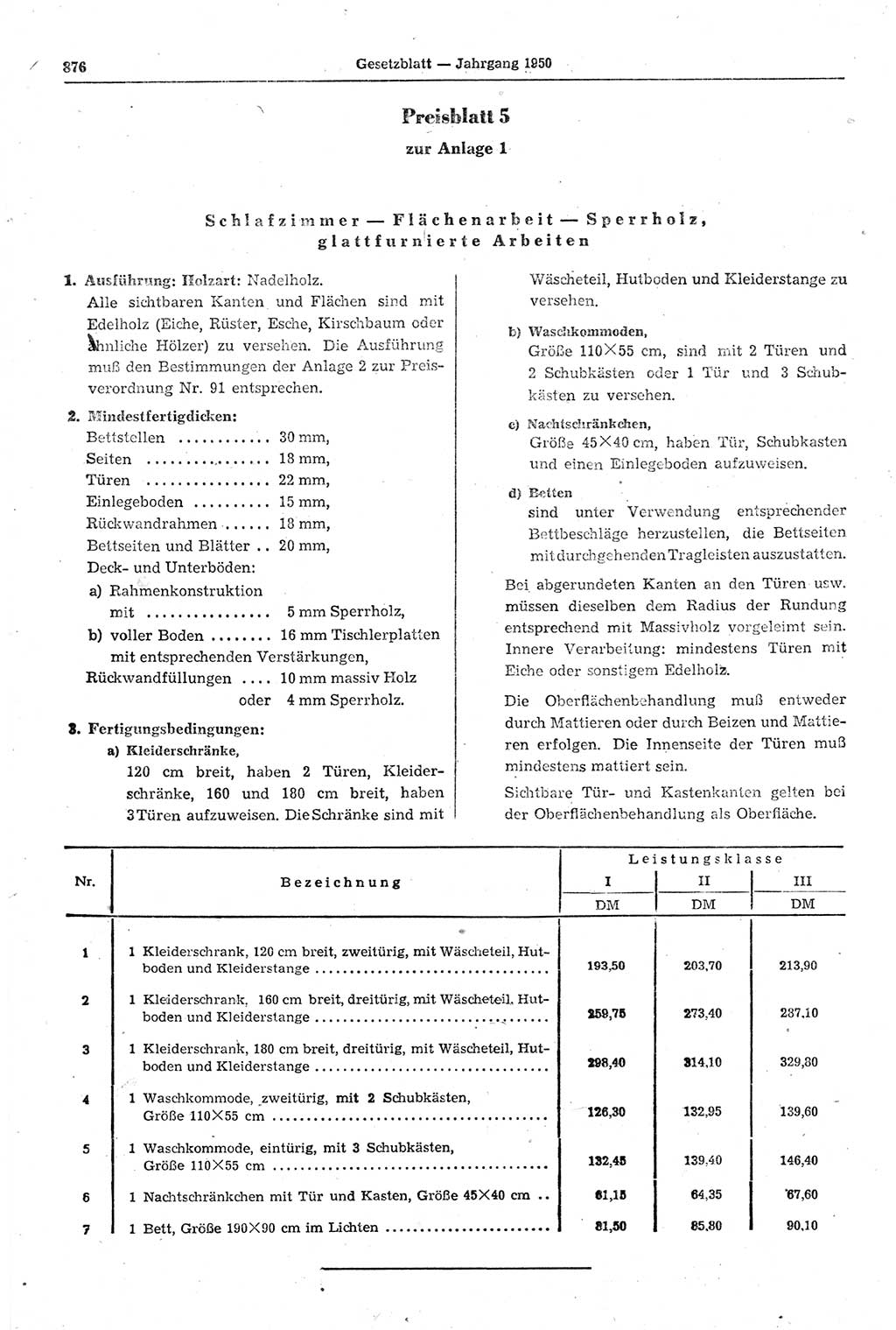 Gesetzblatt (GBl.) der Deutschen Demokratischen Republik (DDR) 1950, Seite 876 (GBl. DDR 1950, S. 876)