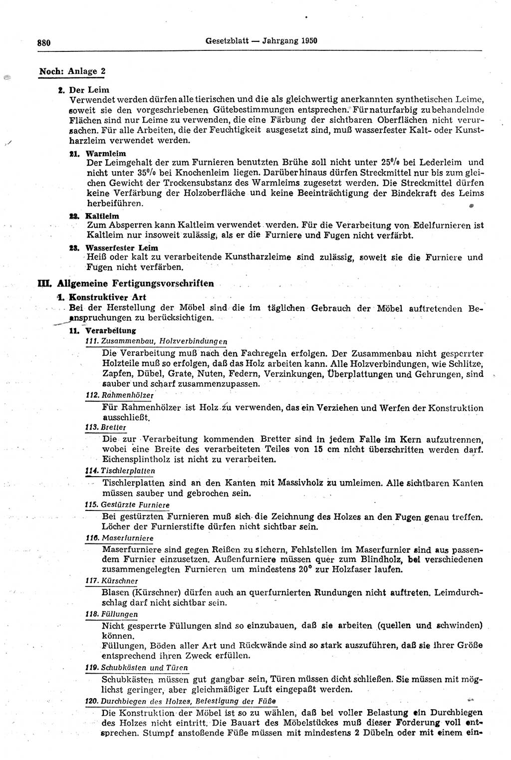 Gesetzblatt (GBl.) der Deutschen Demokratischen Republik (DDR) 1950, Seite 880 (GBl. DDR 1950, S. 880)