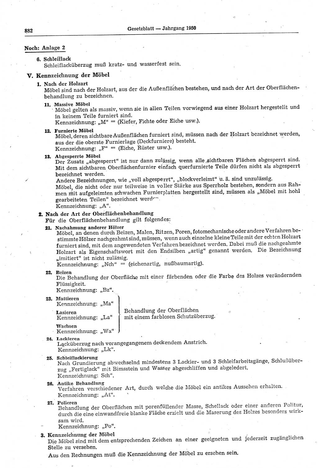Gesetzblatt (GBl.) der Deutschen Demokratischen Republik (DDR) 1950, Seite 882 (GBl. DDR 1950, S. 882)