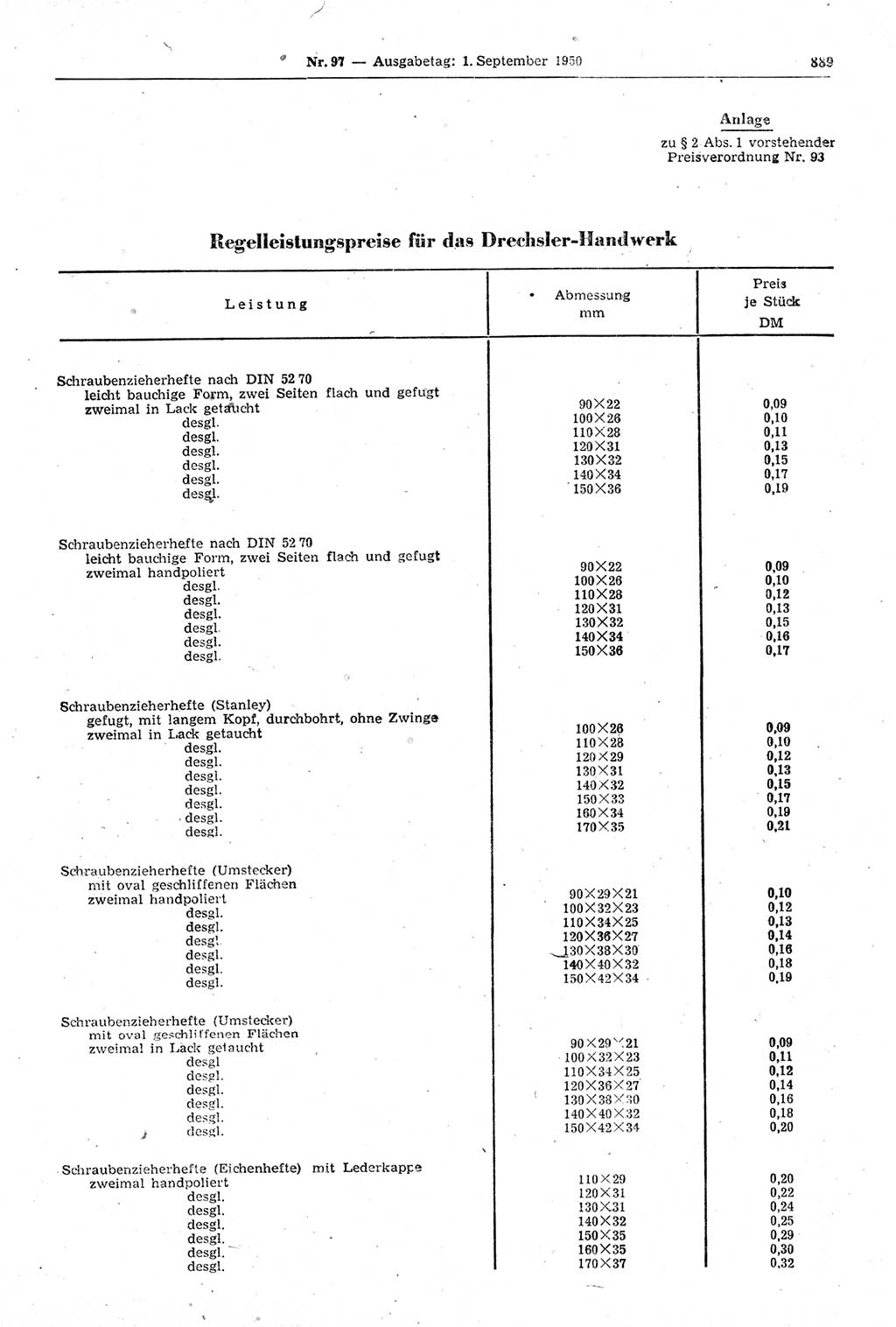 Gesetzblatt (GBl.) der Deutschen Demokratischen Republik (DDR) 1950, Seite 889 (GBl. DDR 1950, S. 889)