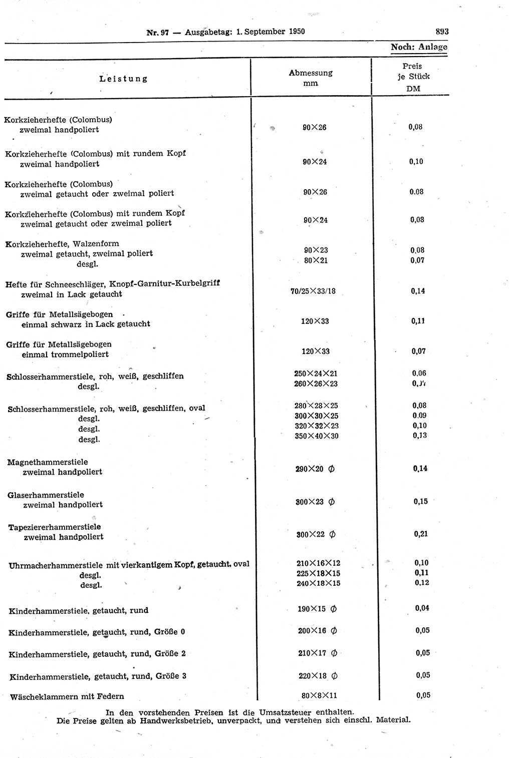 Gesetzblatt (GBl.) der Deutschen Demokratischen Republik (DDR) 1950, Seite 893 (GBl. DDR 1950, S. 893)