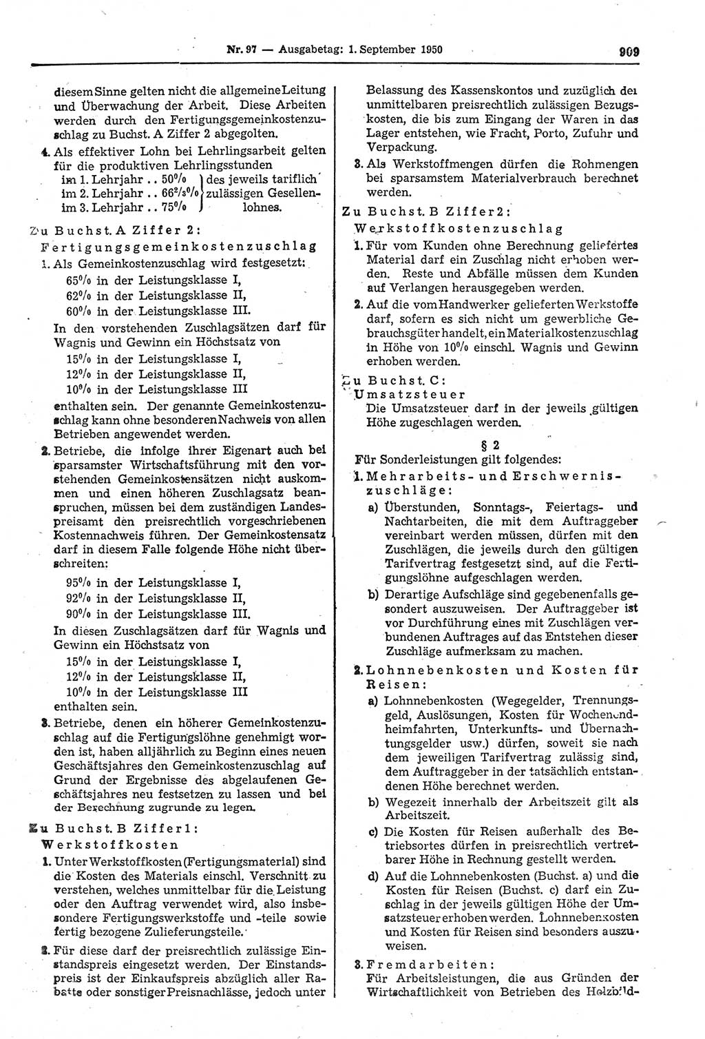 Gesetzblatt (GBl.) der Deutschen Demokratischen Republik (DDR) 1950, Seite 909 (GBl. DDR 1950, S. 909)