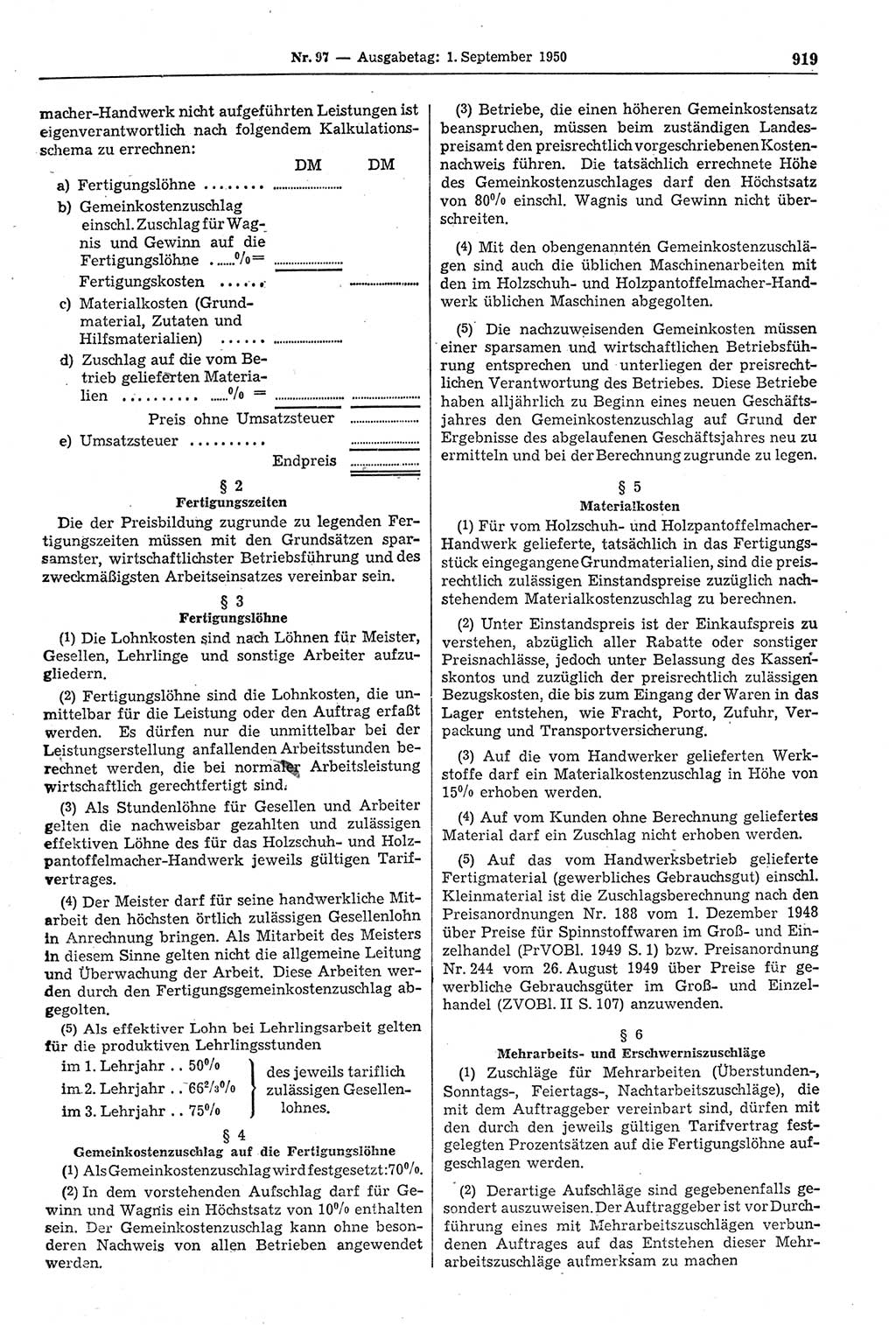 Gesetzblatt (GBl.) der Deutschen Demokratischen Republik (DDR) 1950, Seite 919 (GBl. DDR 1950, S. 919)