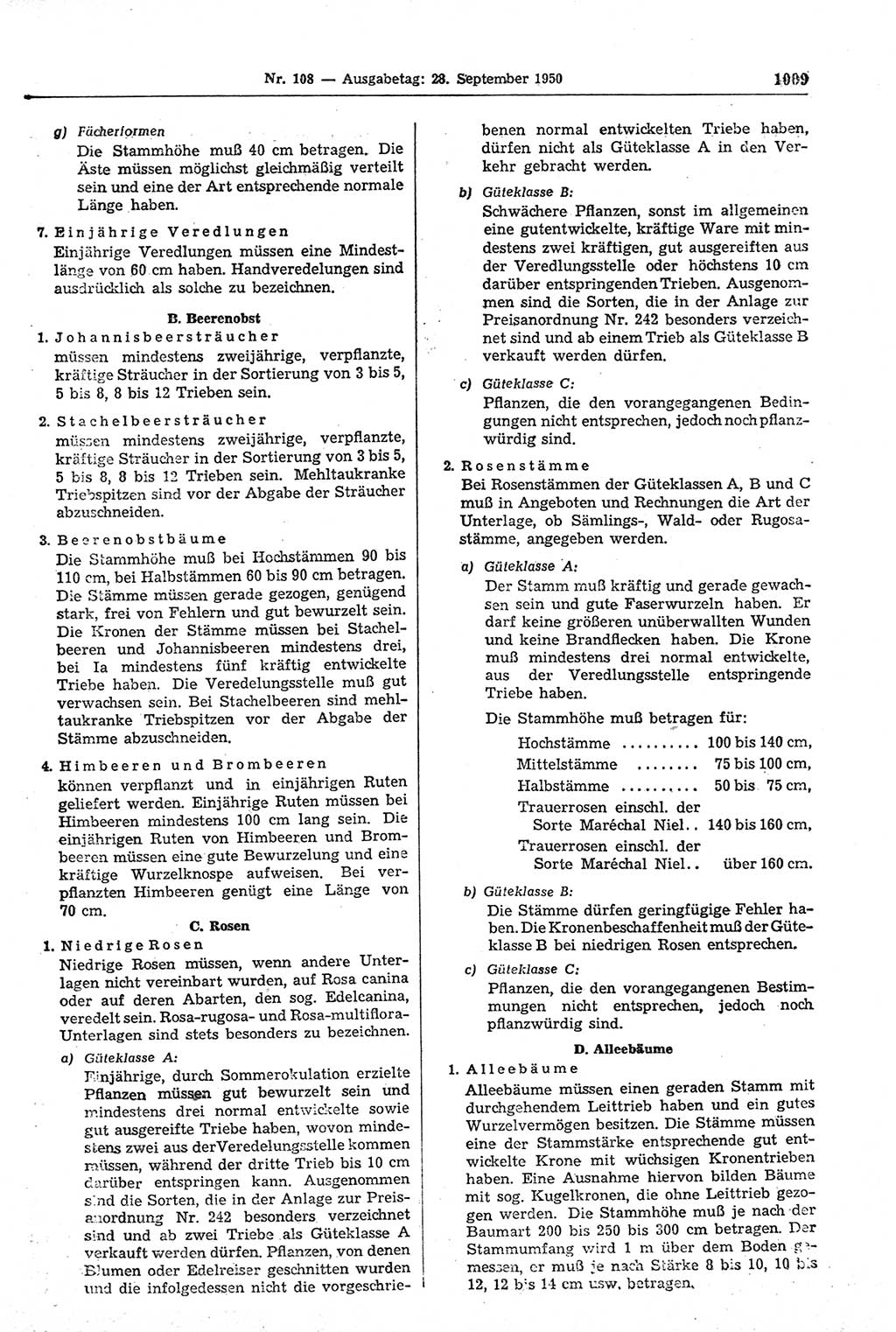 Gesetzblatt (GBl.) der Deutschen Demokratischen Republik (DDR) 1950, Seite 1009 (GBl. DDR 1950, S. 1009)