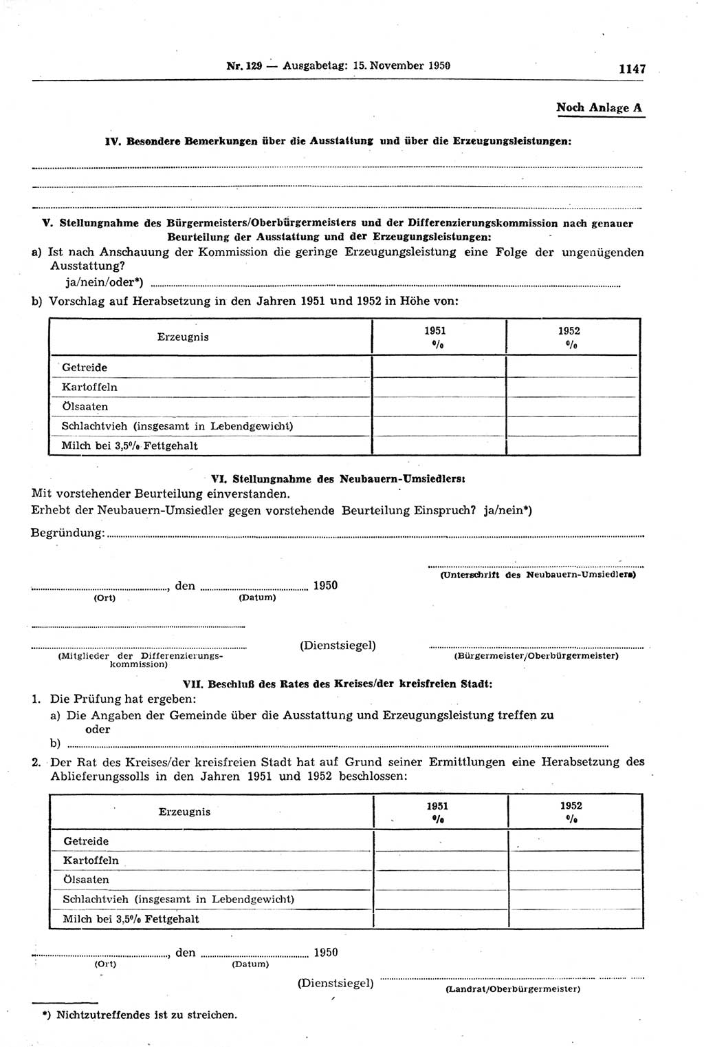 Gesetzblatt (GBl.) der Deutschen Demokratischen Republik (DDR) 1950, Seite 1147 (GBl. DDR 1950, S. 1147)