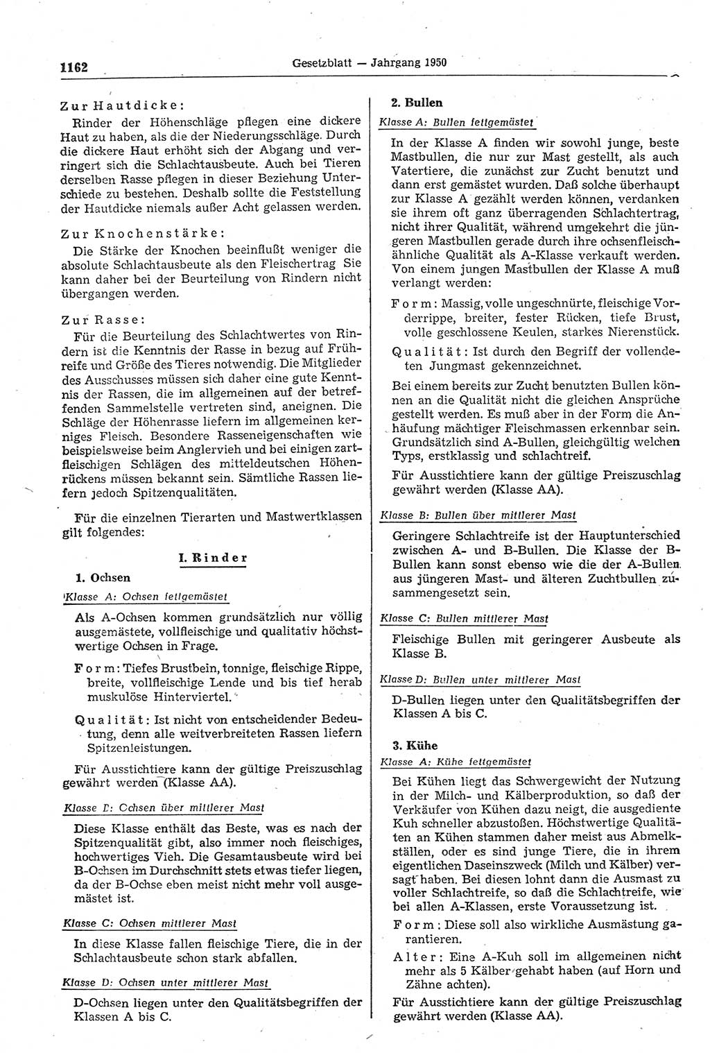 Gesetzblatt (GBl.) der Deutschen Demokratischen Republik (DDR) 1950, Seite 1162 (GBl. DDR 1950, S. 1162)
