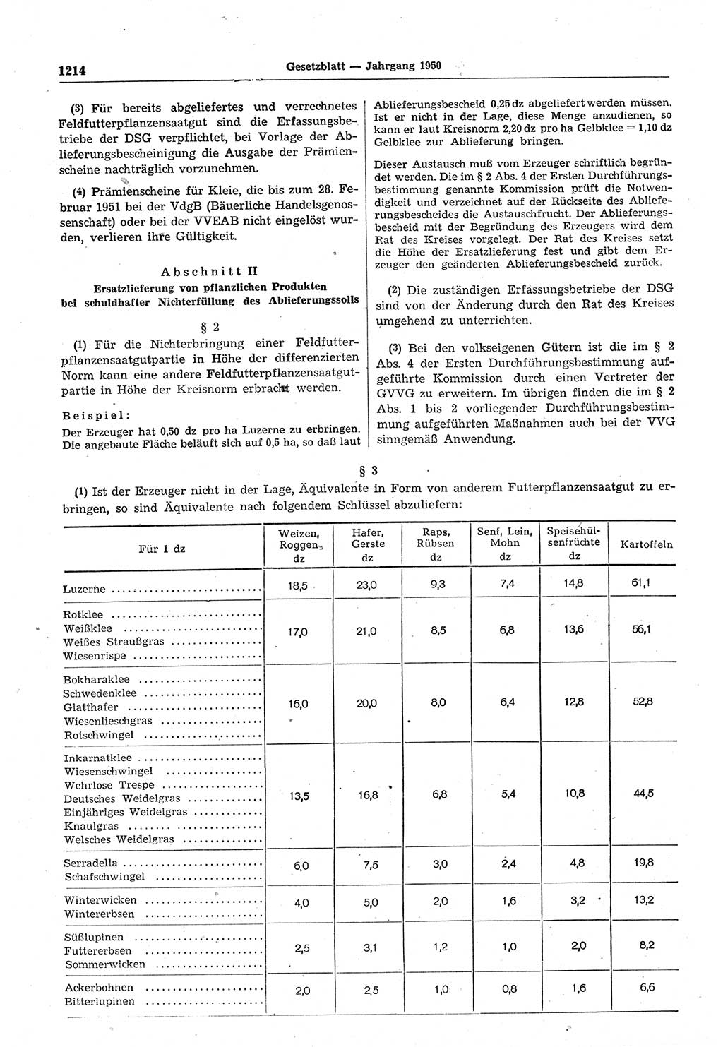 Gesetzblatt (GBl.) der Deutschen Demokratischen Republik (DDR) 1950, Seite 1214 (GBl. DDR 1950, S. 1214)