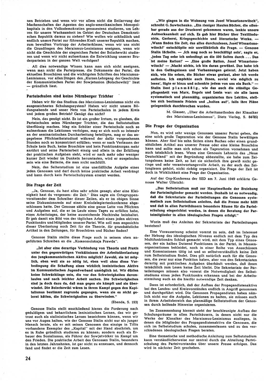 Neuer Weg (NW), Halbmonatsschrift für aktuelle Fragen der Arbeiterbewegung [Zentralkomitee (ZK) Sozialistische Einheitspartei Deutschlands (SED)], 5. Jahrgang [Deutsche Demokratische Republik (DDR)] 1950, Heft 1/24 (NW ZK SED DDR 1950, H. 1/24)