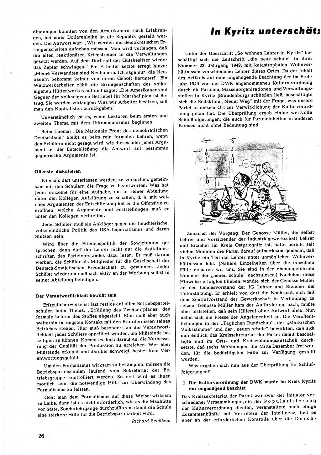 Neuer Weg (NW), Halbmonatsschrift für aktuelle Fragen der Arbeiterbewegung [Zentralkomitee (ZK) Sozialistische Einheitspartei Deutschlands (SED)], 5. Jahrgang [Deutsche Demokratische Republik (DDR)] 1950, Heft 1/26 (NW ZK SED DDR 1950, H. 1/26)