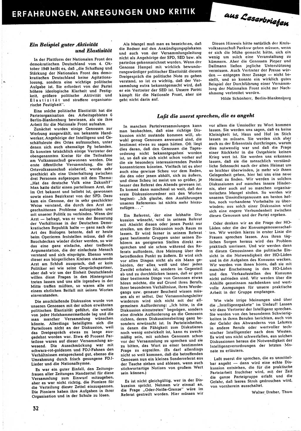 Neuer Weg (NW), Halbmonatsschrift für aktuelle Fragen der Arbeiterbewegung [Zentralkomitee (ZK) Sozialistische Einheitspartei Deutschlands (SED)], 5. Jahrgang [Deutsche Demokratische Republik (DDR)] 1950, Heft 1/32 (NW ZK SED DDR 1950, H. 1/32)