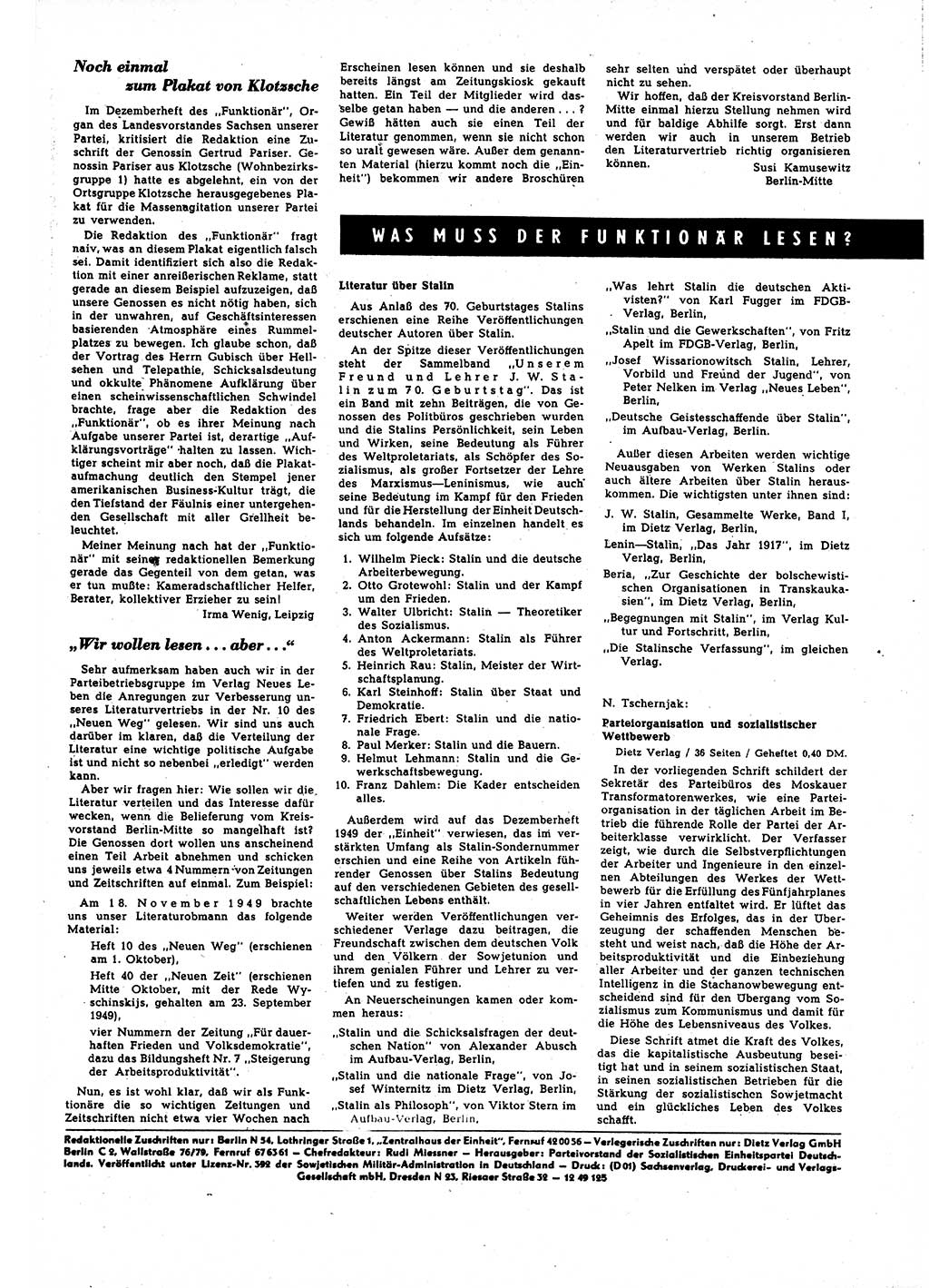 Neuer Weg (NW), Halbmonatsschrift für aktuelle Fragen der Arbeiterbewegung [Zentralkomitee (ZK) Sozialistische Einheitspartei Deutschlands (SED)], 5. Jahrgang [Deutsche Demokratische Republik (DDR)] 1950, Heft 1/33 (NW ZK SED DDR 1950, H. 1/33)