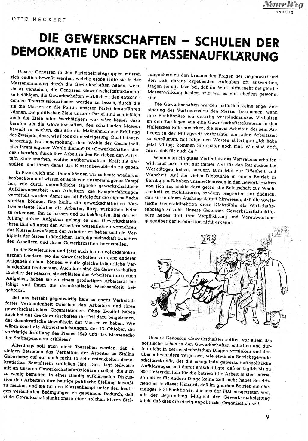 Neuer Weg (NW), Halbmonatsschrift für aktuelle Fragen der Arbeiterbewegung [Zentralkomitee (ZK) Sozialistische Einheitspartei Deutschlands (SED)], 5. Jahrgang [Deutsche Demokratische Republik (DDR)] 1950, Heft 2/9 (NW ZK SED DDR 1950, H. 2/9)