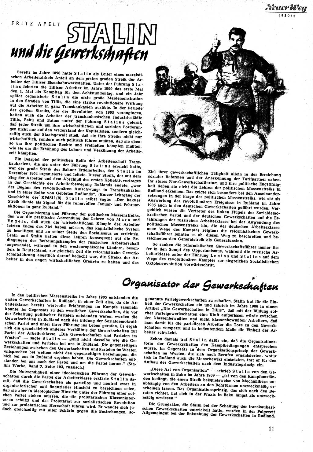 Neuer Weg (NW), Halbmonatsschrift für aktuelle Fragen der Arbeiterbewegung [Zentralkomitee (ZK) Sozialistische Einheitspartei Deutschlands (SED)], 5. Jahrgang [Deutsche Demokratische Republik (DDR)] 1950, Heft 2/11 (NW ZK SED DDR 1950, H. 2/11)