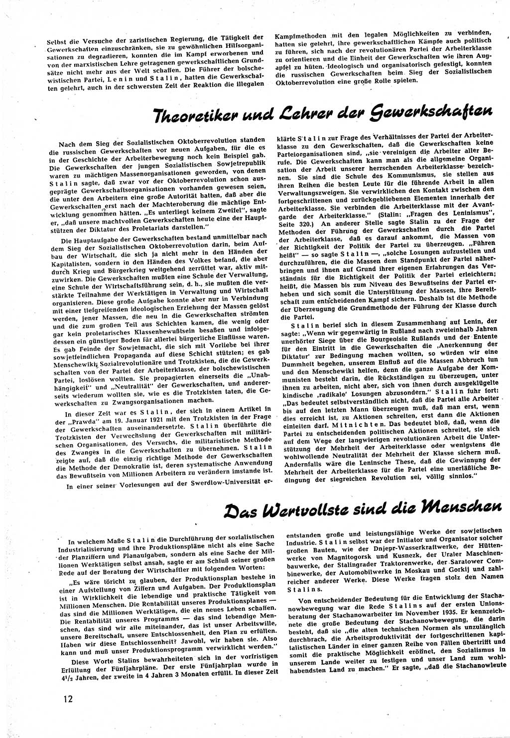 Neuer Weg (NW), Halbmonatsschrift für aktuelle Fragen der Arbeiterbewegung [Zentralkomitee (ZK) Sozialistische Einheitspartei Deutschlands (SED)], 5. Jahrgang [Deutsche Demokratische Republik (DDR)] 1950, Heft 2/12 (NW ZK SED DDR 1950, H. 2/12)