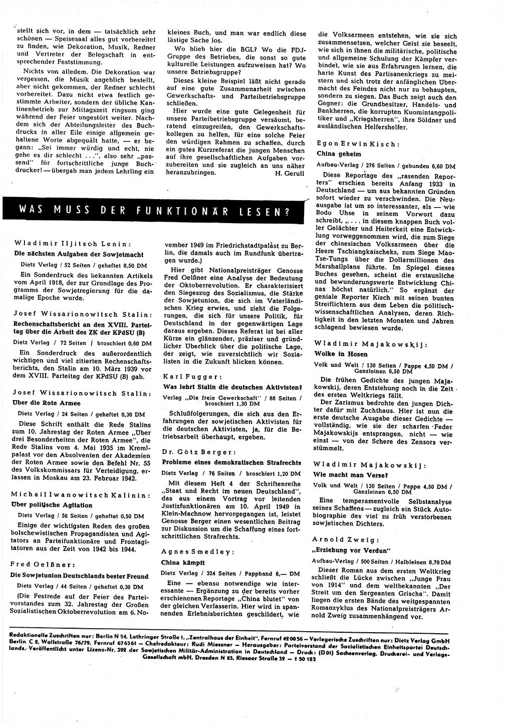 Neuer Weg (NW), Halbmonatsschrift für aktuelle Fragen der Arbeiterbewegung [Zentralkomitee (ZK) Sozialistische Einheitspartei Deutschlands (SED)], 5. Jahrgang [Deutsche Demokratische Republik (DDR)] 1950, Heft 2/33 (NW ZK SED DDR 1950, H. 2/33)