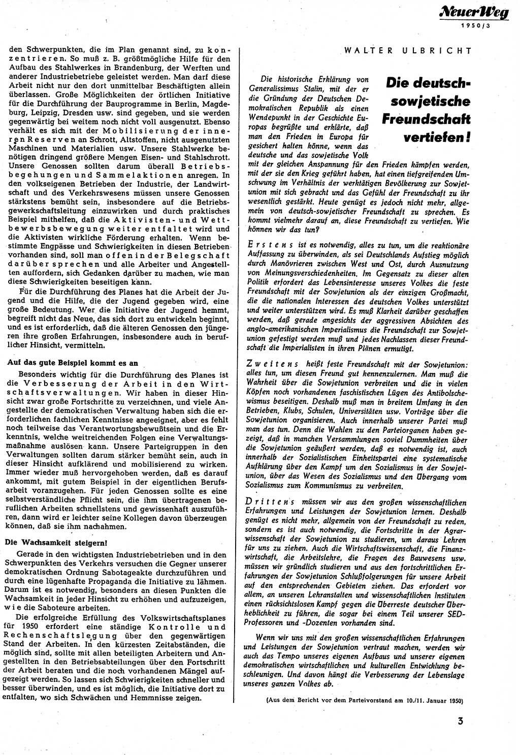 Neuer Weg (NW), Halbmonatsschrift für aktuelle Fragen der Arbeiterbewegung [Zentralkomitee (ZK) Sozialistische Einheitspartei Deutschlands (SED)], 5. Jahrgang [Deutsche Demokratische Republik (DDR)] 1950, Heft 3/3 (NW ZK SED DDR 1950, H. 3/3)