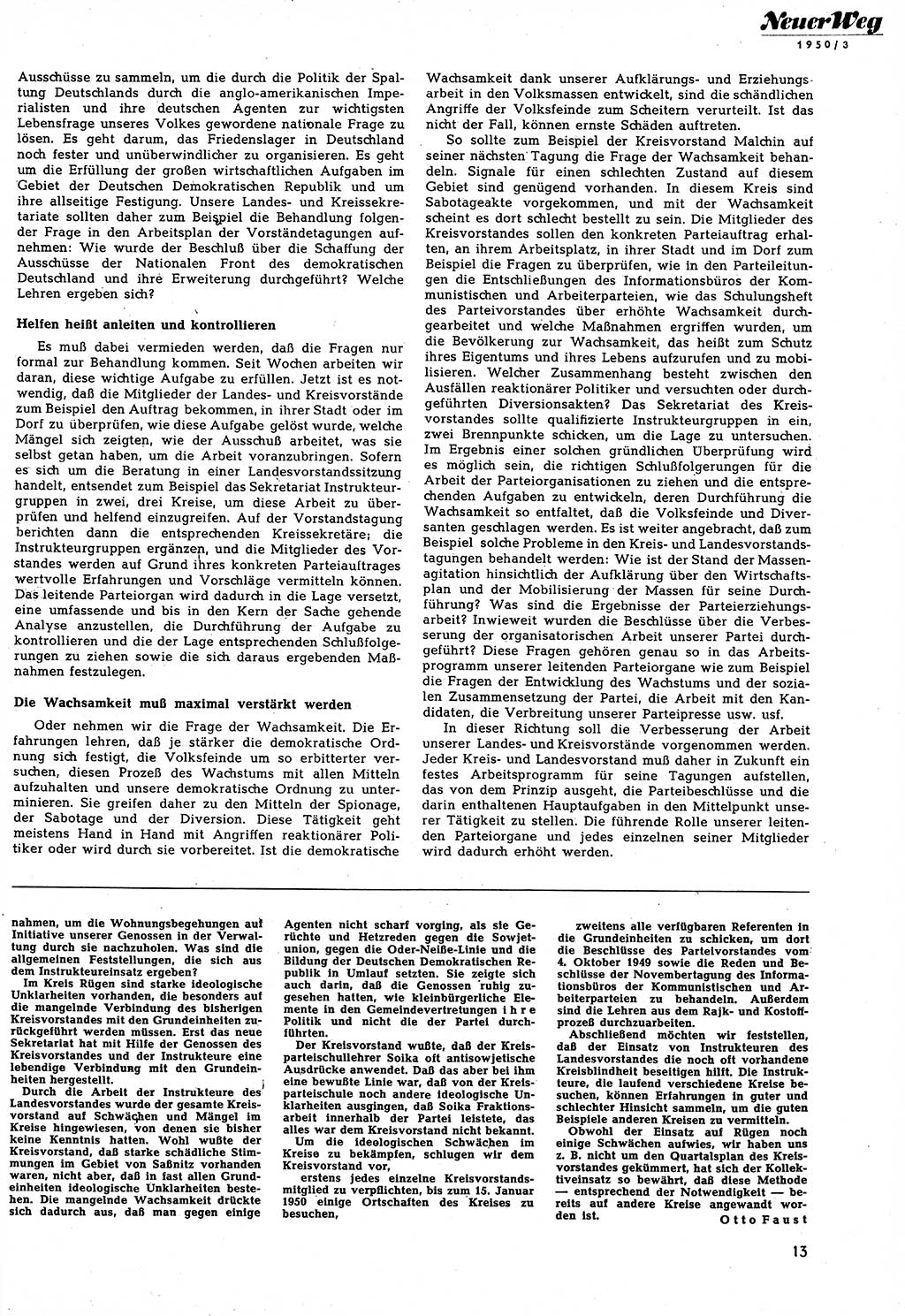Neuer Weg (NW), Halbmonatsschrift für aktuelle Fragen der Arbeiterbewegung [Zentralkomitee (ZK) Sozialistische Einheitspartei Deutschlands (SED)], 5. Jahrgang [Deutsche Demokratische Republik (DDR)] 1950, Heft 3/13 (NW ZK SED DDR 1950, H. 3/13)