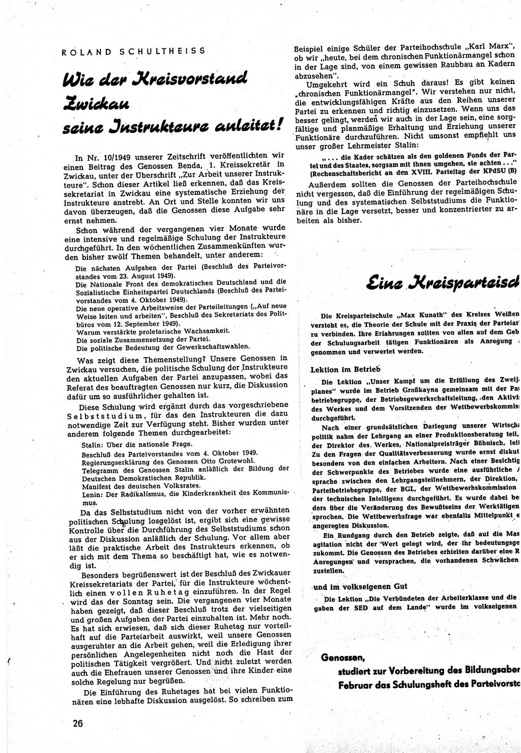 Neuer Weg (NW), Halbmonatsschrift für aktuelle Fragen der Arbeiterbewegung [Zentralkomitee (ZK) Sozialistische Einheitspartei Deutschlands (SED)], 5. Jahrgang [Deutsche Demokratische Republik (DDR)] 1950, Heft 3/26 (NW ZK SED DDR 1950, H. 3/26)