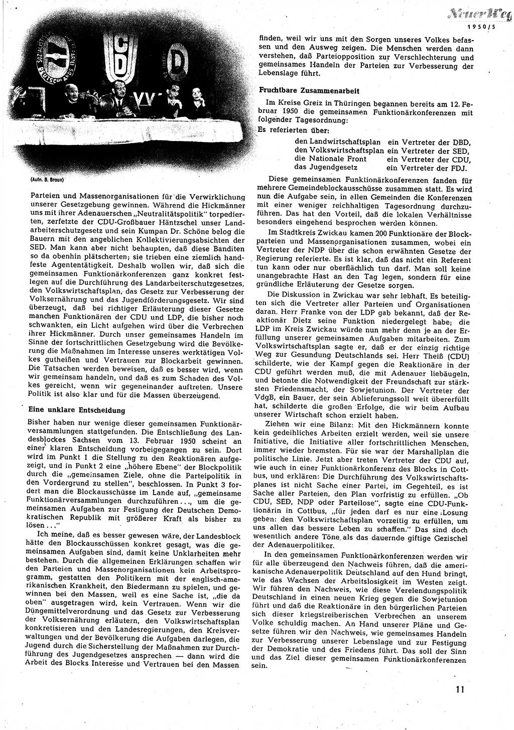 Neuer Weg (NW), Halbmonatsschrift für aktuelle Fragen der Arbeiterbewegung [Zentralkomitee (ZK) Sozialistische Einheitspartei Deutschlands (SED)], 5. Jahrgang [Deutsche Demokratische Republik (DDR)] 1950, Heft 5/11 (NW ZK SED DDR 1950, H. 5/11)