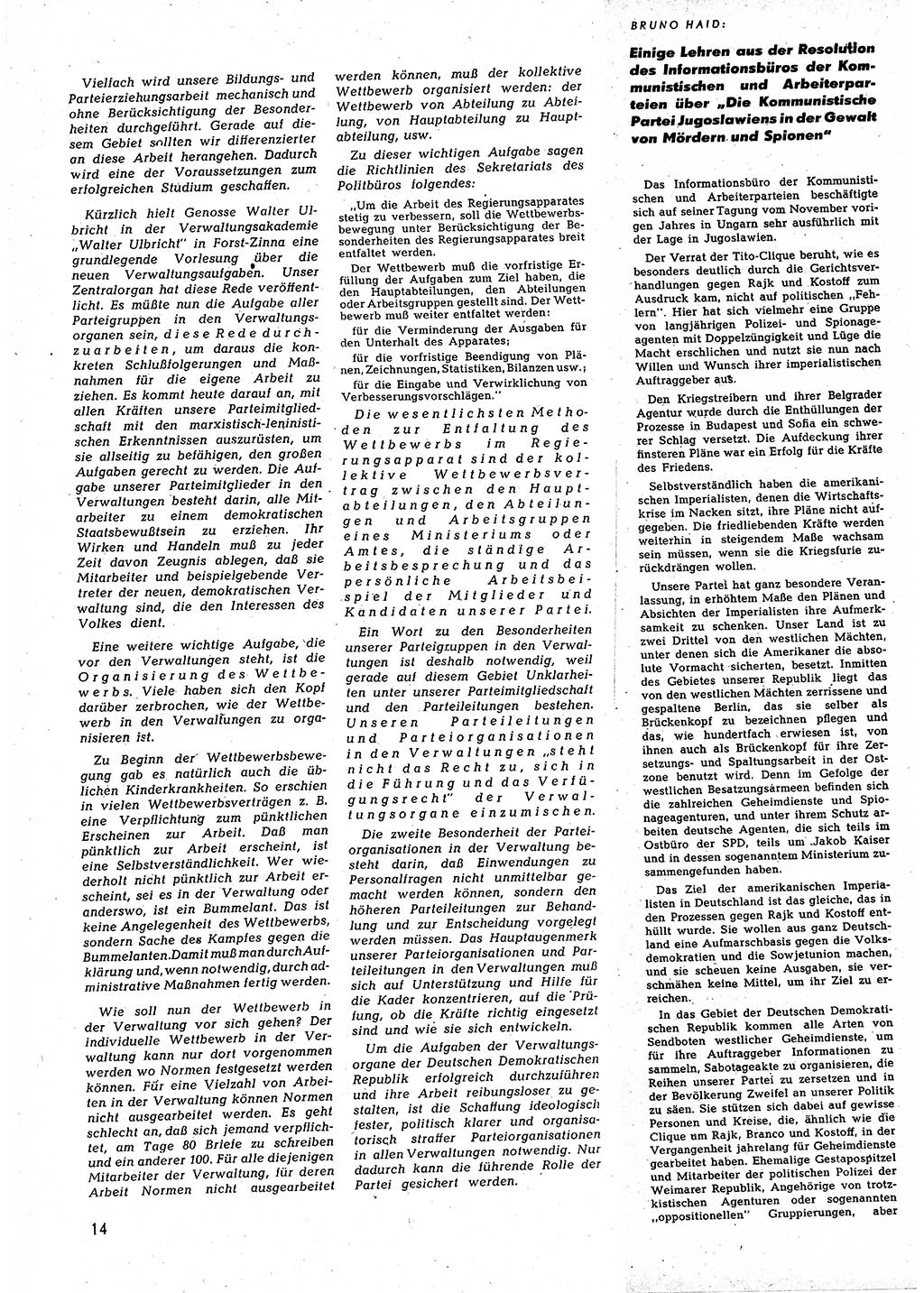 Neuer Weg (NW), Halbmonatsschrift für aktuelle Fragen der Arbeiterbewegung [Zentralkomitee (ZK) Sozialistische Einheitspartei Deutschlands (SED)], 5. Jahrgang [Deutsche Demokratische Republik (DDR)] 1950, Heft 5/14 (NW ZK SED DDR 1950, H. 5/14)