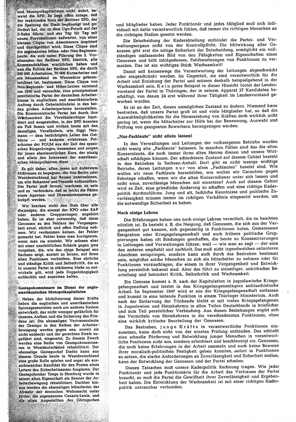 Neuer Weg (NW), Halbmonatsschrift für aktuelle Fragen der Arbeiterbewegung [Zentralkomitee (ZK) Sozialistische Einheitspartei Deutschlands (SED)], 5. Jahrgang [Deutsche Demokratische Republik (DDR)] 1950, Heft 5/16 (NW ZK SED DDR 1950, H. 5/16)