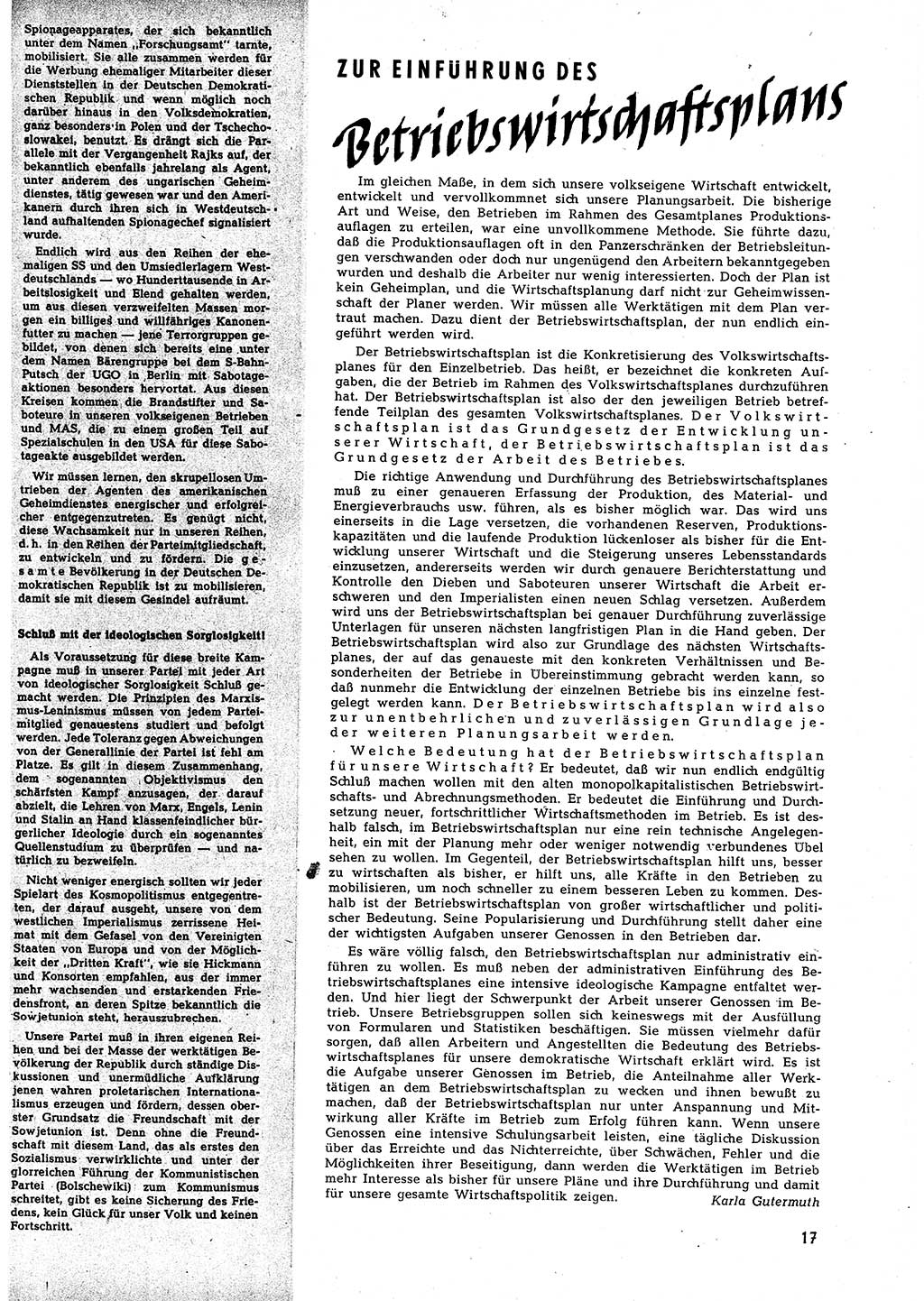 Neuer Weg (NW), Halbmonatsschrift für aktuelle Fragen der Arbeiterbewegung [Zentralkomitee (ZK) Sozialistische Einheitspartei Deutschlands (SED)], 5. Jahrgang [Deutsche Demokratische Republik (DDR)] 1950, Heft 5/17 (NW ZK SED DDR 1950, H. 5/17)