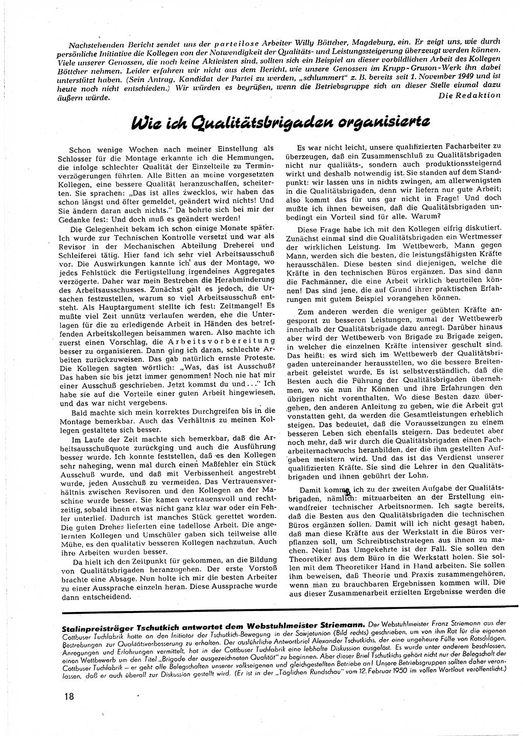 Neuer Weg (NW), Halbmonatsschrift für aktuelle Fragen der Arbeiterbewegung [Zentralkomitee (ZK) Sozialistische Einheitspartei Deutschlands (SED)], 5. Jahrgang [Deutsche Demokratische Republik (DDR)] 1950, Heft 5/18 (NW ZK SED DDR 1950, H. 5/18)