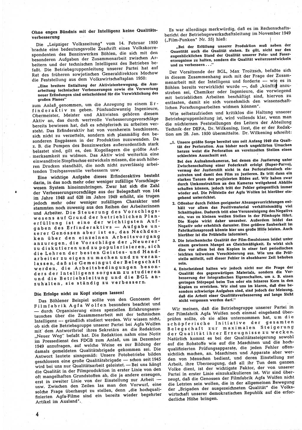 Neuer Weg (NW), Halbmonatsschrift für aktuelle Fragen der Arbeiterbewegung [Zentralkomitee (ZK) Sozialistische Einheitspartei Deutschlands (SED)], 5. Jahrgang [Deutsche Demokratische Republik (DDR)] 1950, Heft 6/4 (NW ZK SED DDR 1950, H. 6/4)