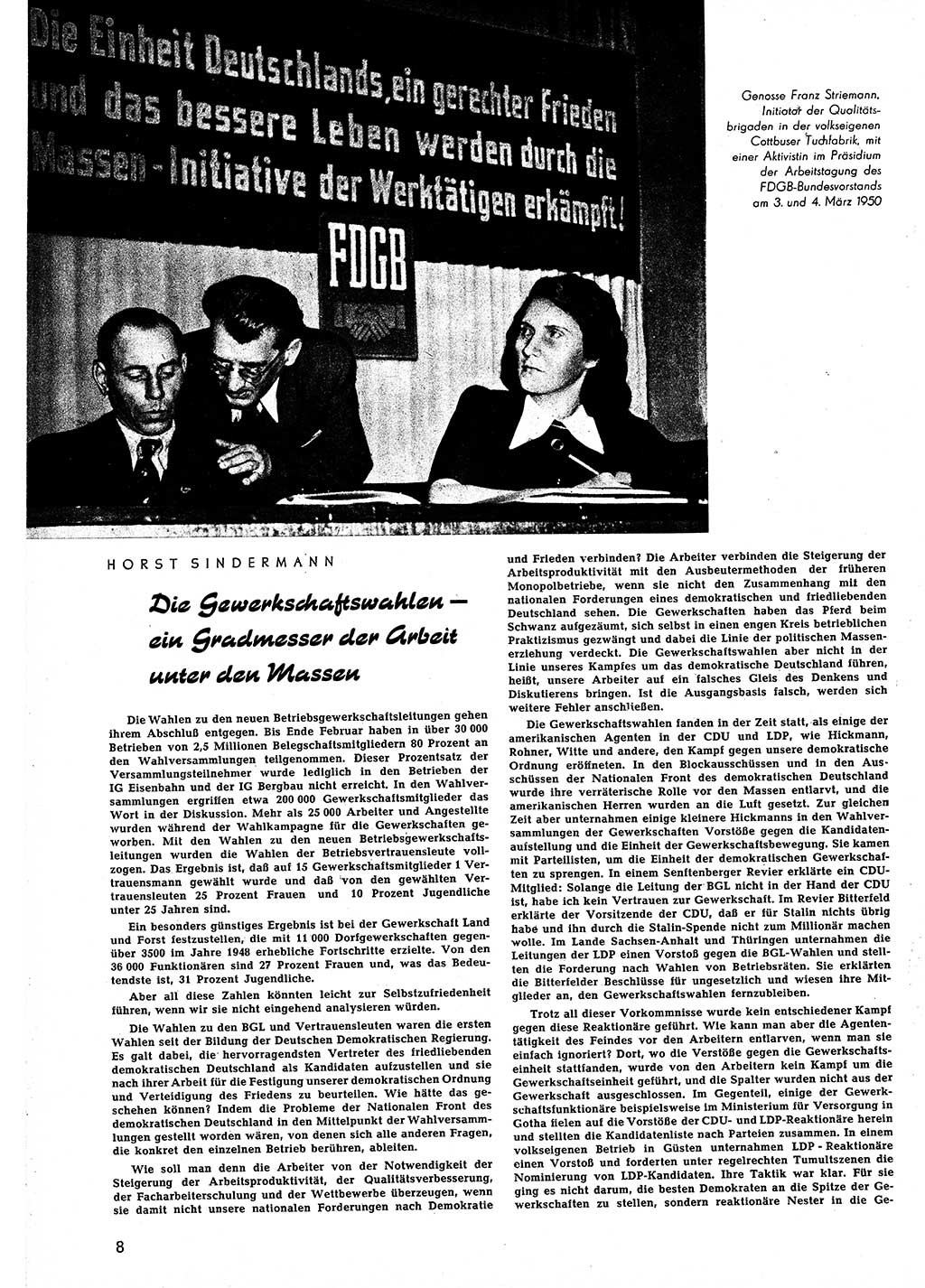 Neuer Weg (NW), Halbmonatsschrift für aktuelle Fragen der Arbeiterbewegung [Zentralkomitee (ZK) Sozialistische Einheitspartei Deutschlands (SED)], 5. Jahrgang [Deutsche Demokratische Republik (DDR)] 1950, Heft 6/8 (NW ZK SED DDR 1950, H. 6/8)