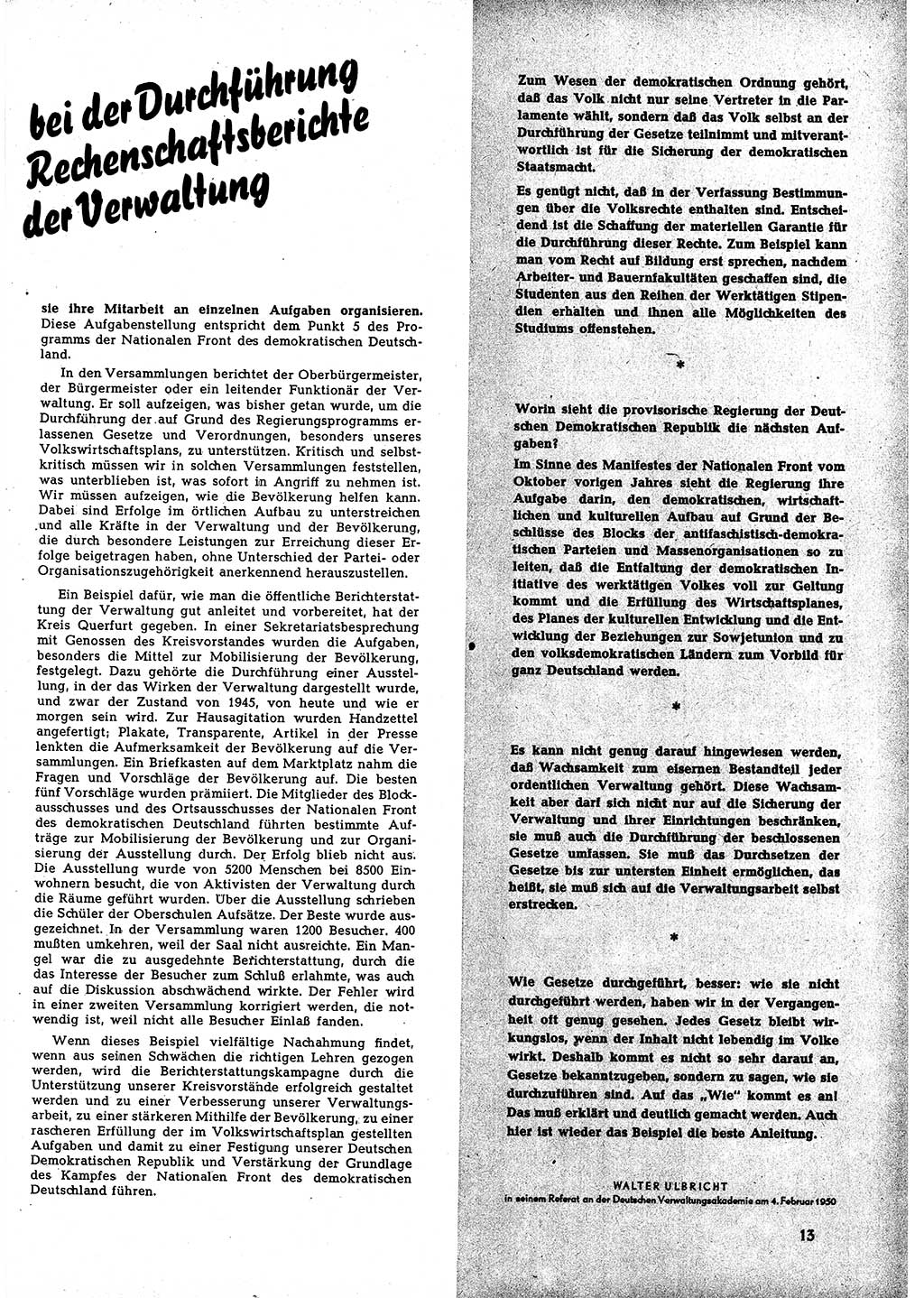 Neuer Weg (NW), Halbmonatsschrift für aktuelle Fragen der Arbeiterbewegung [Zentralkomitee (ZK) Sozialistische Einheitspartei Deutschlands (SED)], 5. Jahrgang [Deutsche Demokratische Republik (DDR)] 1950, Heft 6/13 (NW ZK SED DDR 1950, H. 6/13)