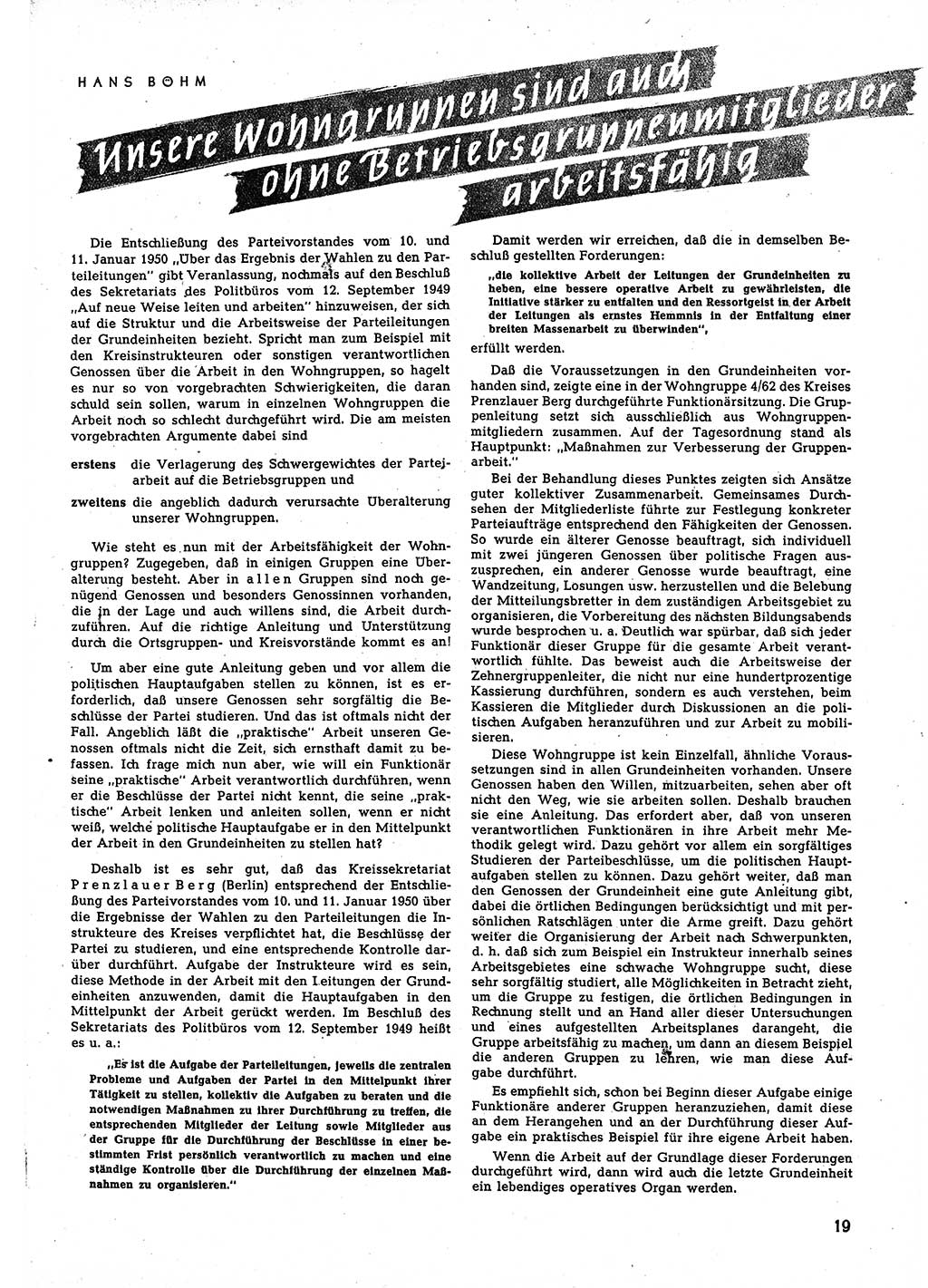 Neuer Weg (NW), Halbmonatsschrift für aktuelle Fragen der Arbeiterbewegung [Zentralkomitee (ZK) Sozialistische Einheitspartei Deutschlands (SED)], 5. Jahrgang [Deutsche Demokratische Republik (DDR)] 1950, Heft 6/19 (NW ZK SED DDR 1950, H. 6/19)