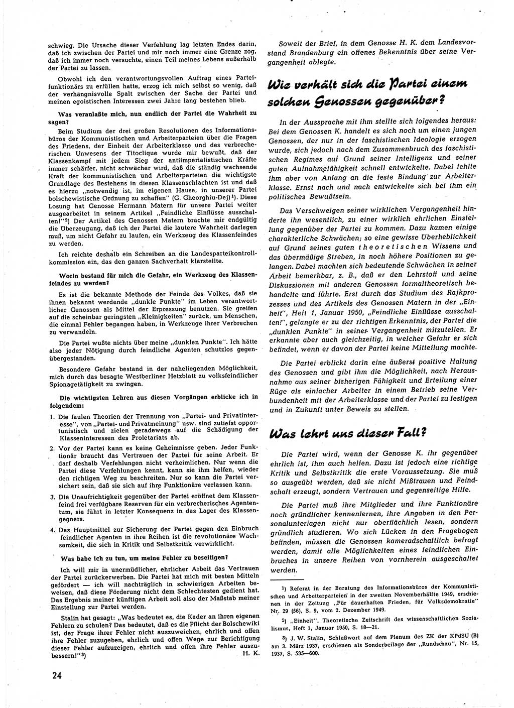 Neuer Weg (NW), Halbmonatsschrift für aktuelle Fragen der Arbeiterbewegung [Zentralkomitee (ZK) Sozialistische Einheitspartei Deutschlands (SED)], 5. Jahrgang [Deutsche Demokratische Republik (DDR)] 1950, Heft 6/24 (NW ZK SED DDR 1950, H. 6/24)