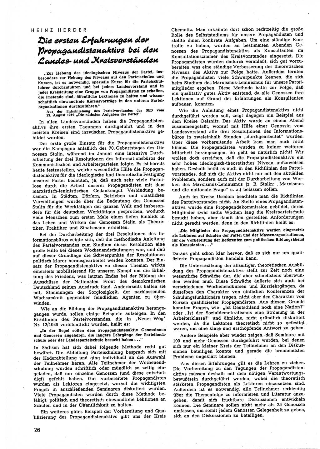 Neuer Weg (NW), Halbmonatsschrift für aktuelle Fragen der Arbeiterbewegung [Zentralkomitee (ZK) Sozialistische Einheitspartei Deutschlands (SED)], 5. Jahrgang [Deutsche Demokratische Republik (DDR)] 1950, Heft 6/26 (NW ZK SED DDR 1950, H. 6/26)