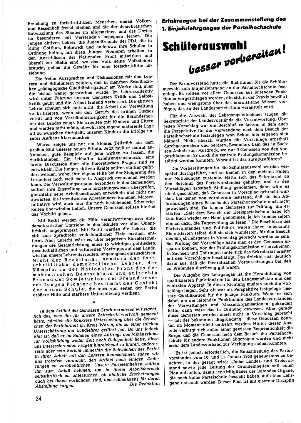 Neuer Weg (NW), Halbmonatsschrift für aktuelle Fragen der Arbeiterbewegung [Zentralkomitee (ZK) Sozialistische Einheitspartei Deutschlands (SED)], 5. Jahrgang [Deutsche Demokratische Republik (DDR)] 1950, Heft 7/24 (NW ZK SED DDR 1950, H. 7/24)