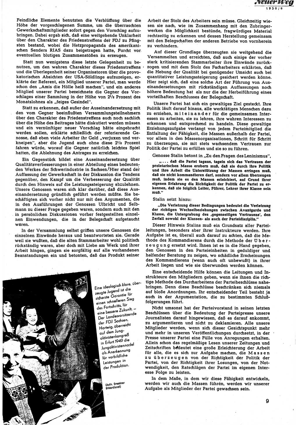 Neuer Weg (NW), Halbmonatsschrift für aktuelle Fragen der Arbeiterbewegung [Zentralkomitee (ZK) Sozialistische Einheitspartei Deutschlands (SED)], 5. Jahrgang [Deutsche Demokratische Republik (DDR)] 1950, Heft 8/9 (NW ZK SED DDR 1950, H. 8/9)